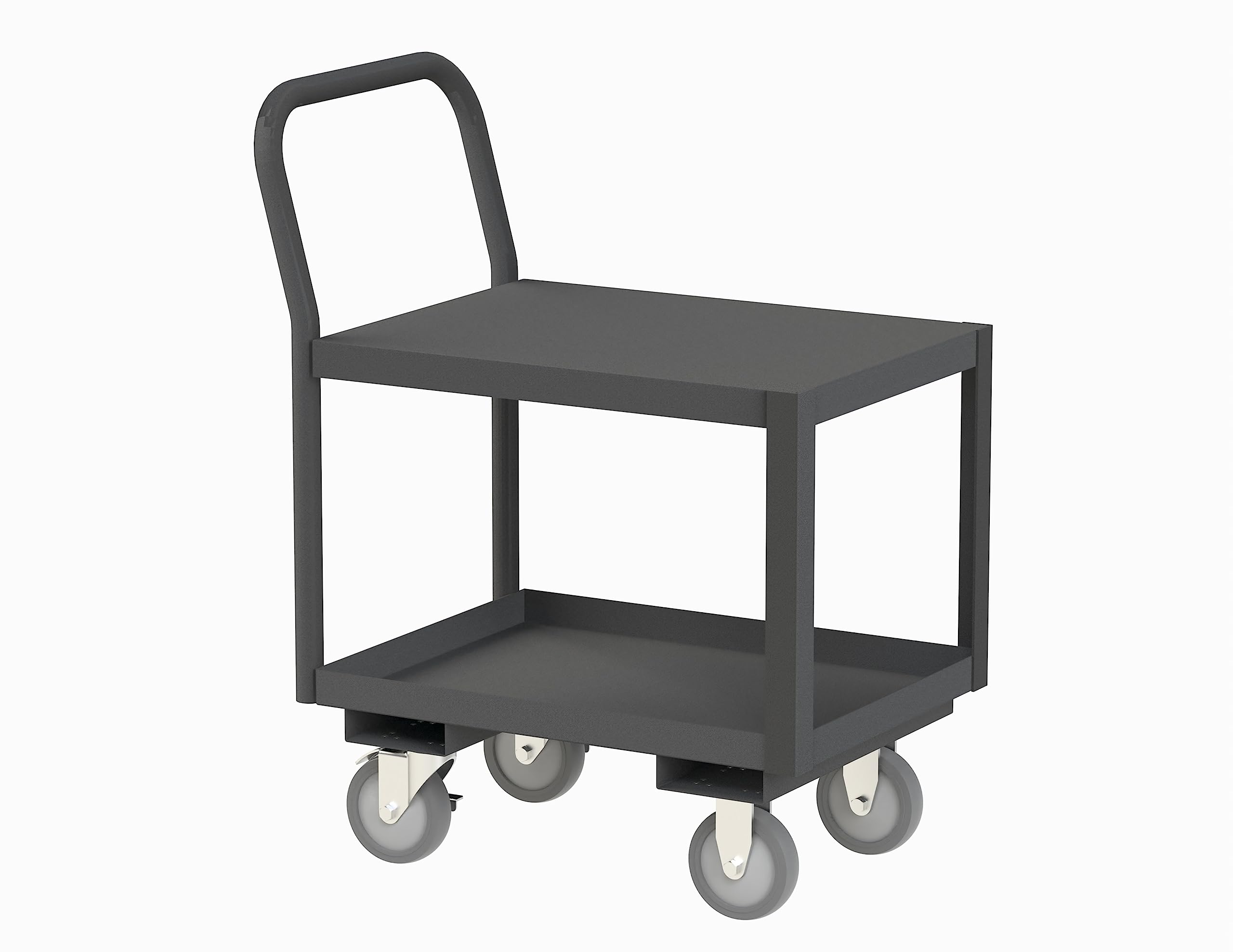 Durham LDO-182436-2-95 Low Deck Service Truck with 2 Shelves, Gray - Ideal for Workshop, Garage, and Industrial Maintenance