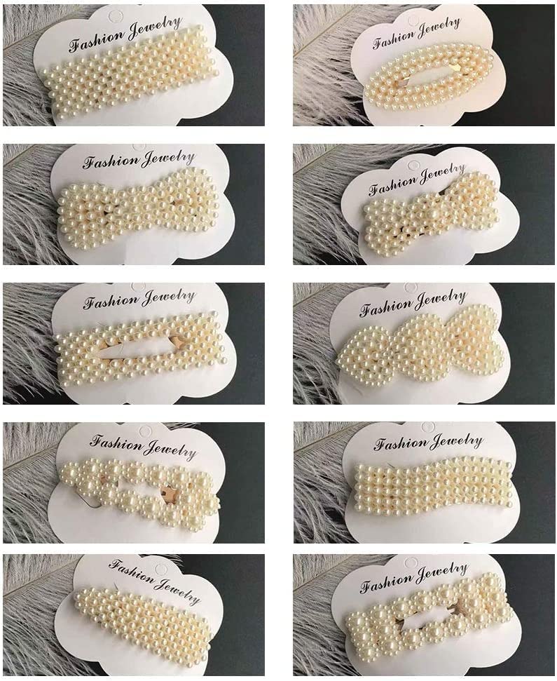 Korean Style DIVERSA Artificial Pearl Hair Clips - Set of 12 White Pearl Hair Pins & Barrettes for Women & Girls | Fashion Hair Accessories for Weddings, Parties & Daily Use