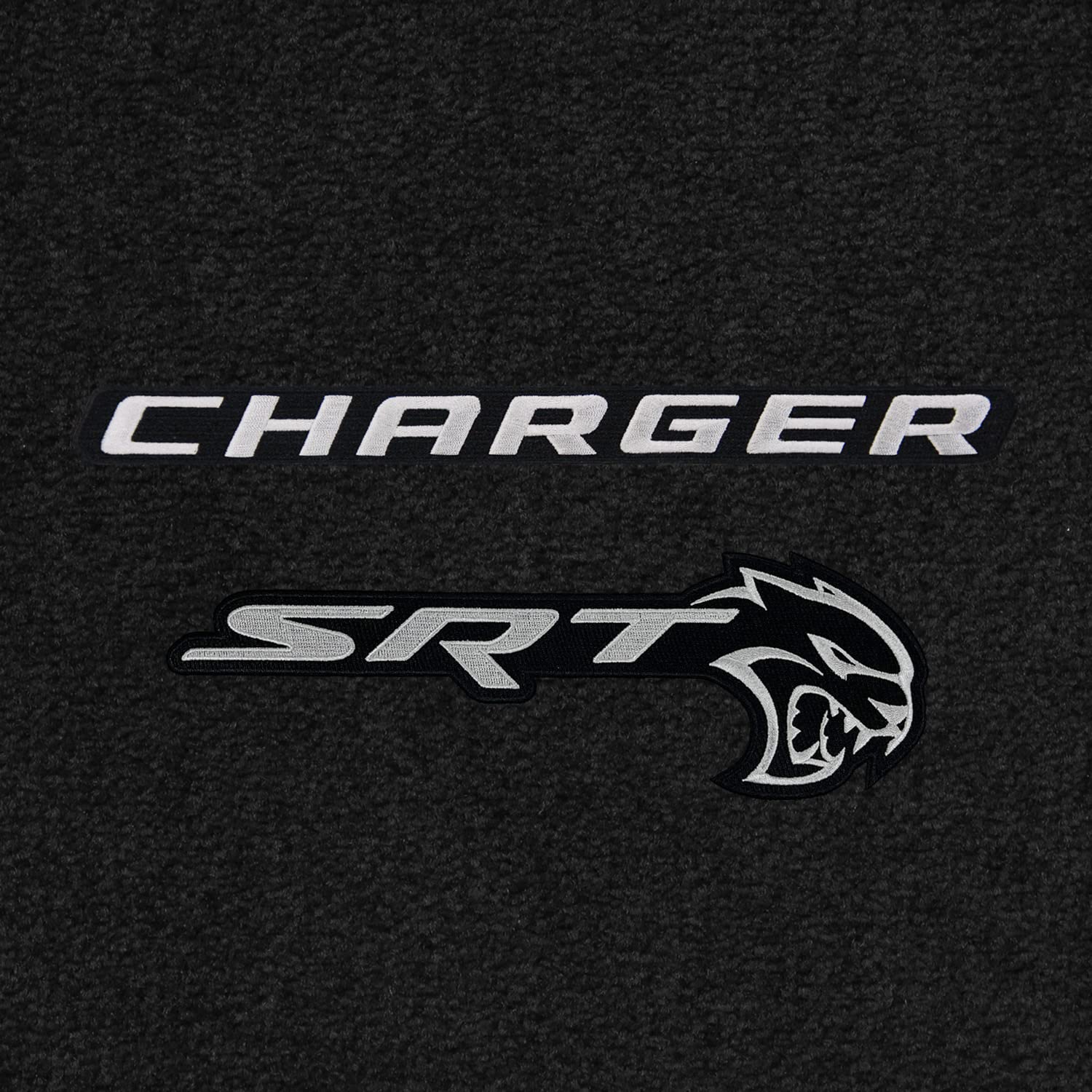 Premium Custom-Fit Carpeted Floor Mats for Dodge Charger 2015-2023 - Luxury Car Floor Liners with SRT Hellcat Logo (Charcoal) | Perfect for Daily Commuting & Road Trips