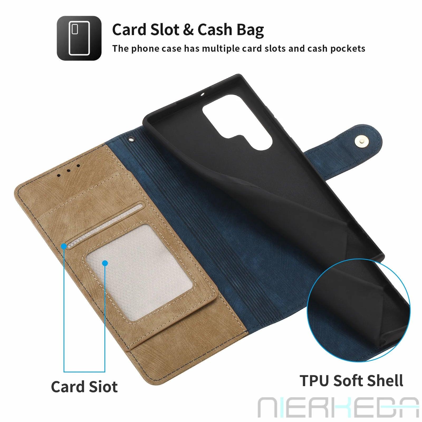 Samsung Galaxy S24 Ultra Anti-Theft Leather Case with RFID Protection - Slim & Durable Phone Cover for Daily Use, Travel & Business