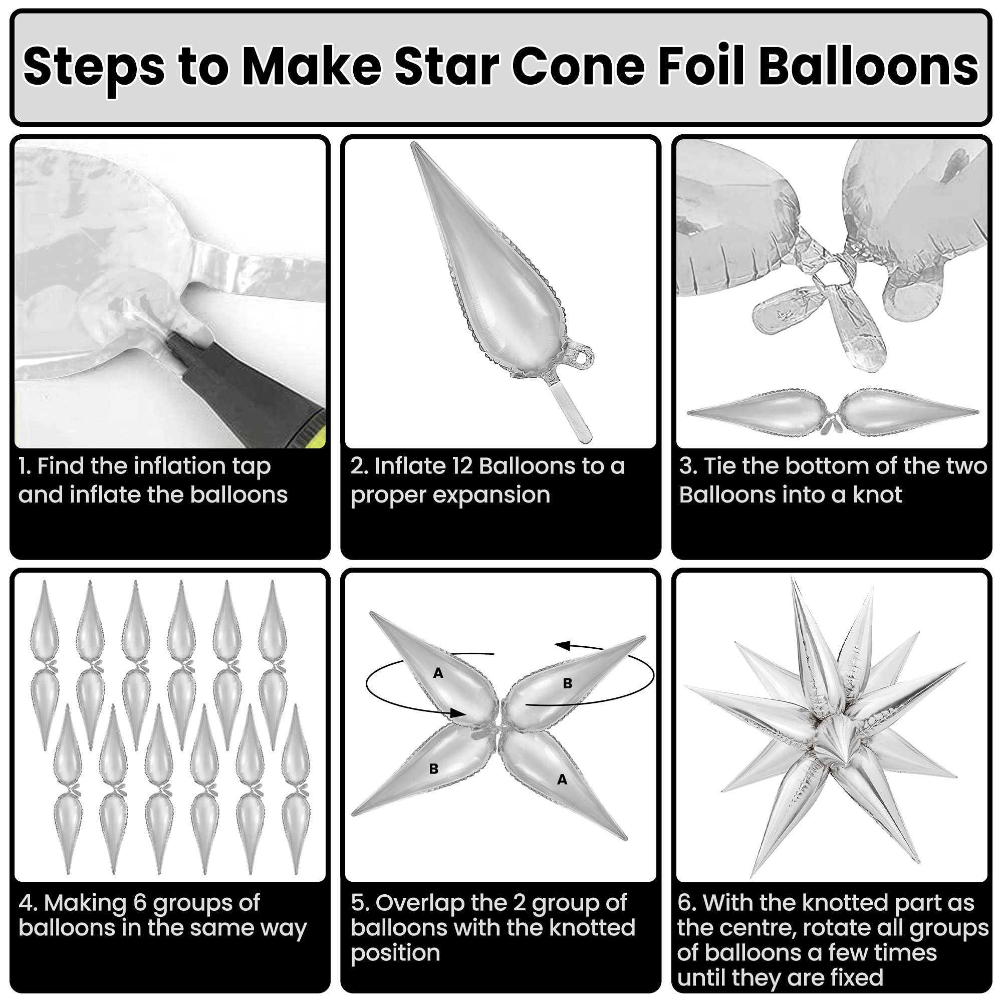KatchOn 26 Inch Metallic Star Balloons - Pack of 50 Silver Foil Spikes for Graduation Party Decorations, Prom Decor, Class of 2025 Celebration - Perfect for Graduation Ceremonies, Prom Nights, Birthday Parties & Special Events
