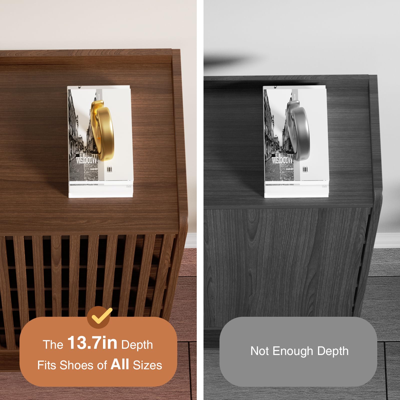 6-Tier Large Shoe Storage Cabinet with Doors - Holds Up to 24 Pairs of Shoes, Adjustable Shelves Freestanding Entryway Organizer for Hallway, Closet & Living Room (Walnut Finish) - Perfect for Small Spaces & Shoe Lovers
