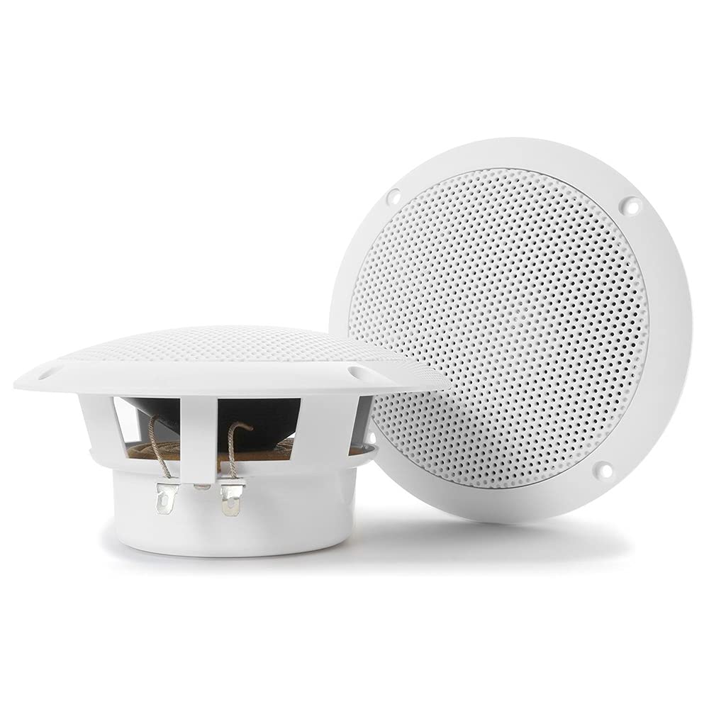Power Dynamics MS40 Bluetooth Ceiling Speaker System with Amplifier, FM Radio & MP3/USB - 4 Pack for Home Theater, Hi-Fi Audio, Cafe, Restaurant & Retail Store Installation - Perfect for Background Music & Commercial Sound Systems