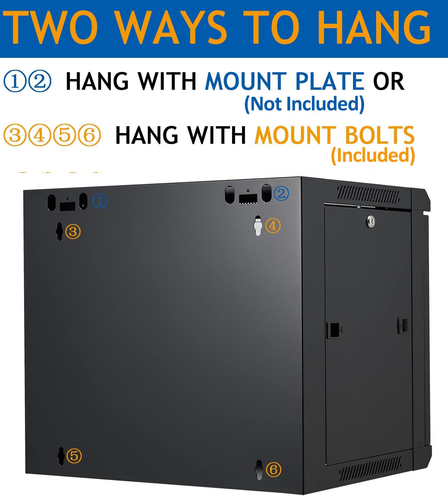 9U Wall Mount Server Cabinet - Network Rack Enclosure with Locking Glass Door for Data Center, Office & Home Server Setup