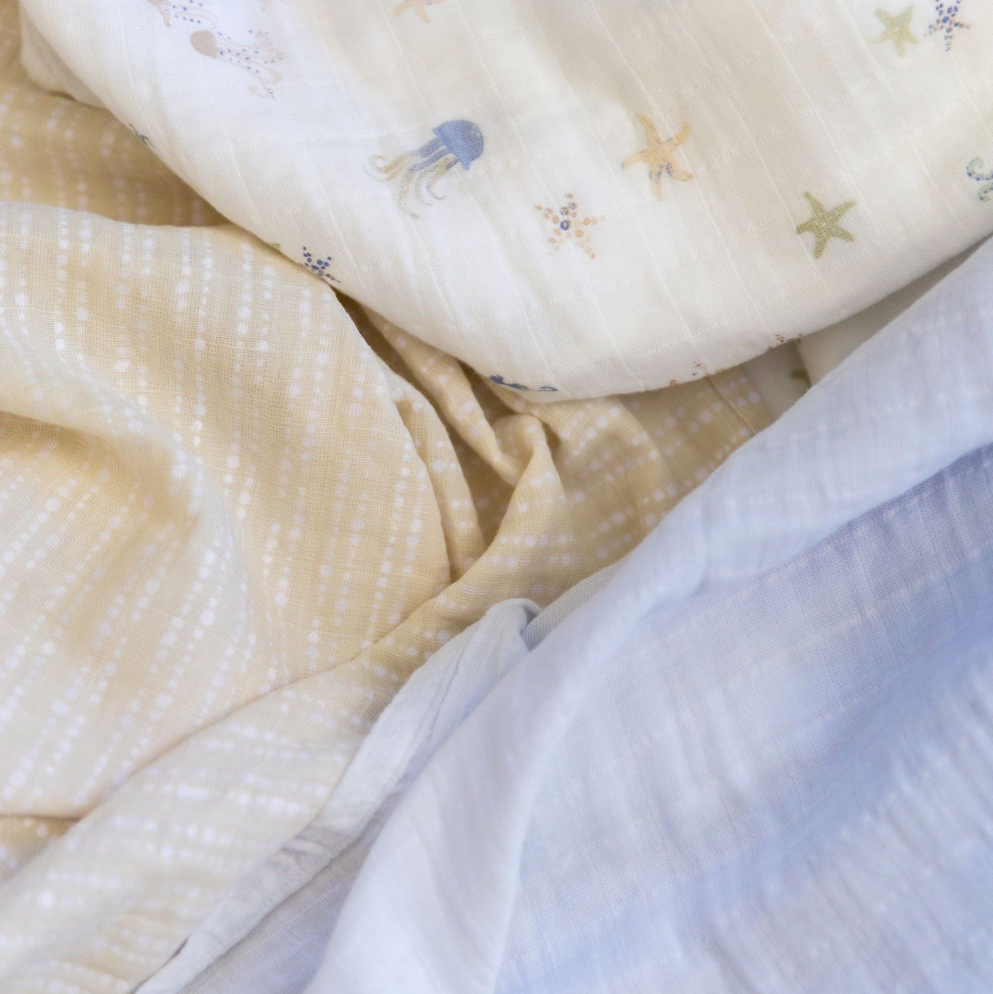Crane Baby Cove 3-Piece Swaddle Set - Soft Cotton Newborn Swaddle Blankets for Boys & Girls - Perfect for Sleeping, Swaddling & Comforting Babies