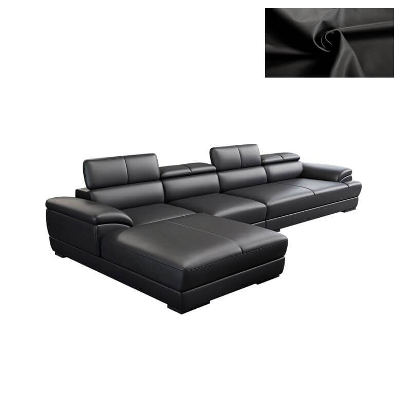 Mid Century Modern Leather Sectional Sofa with Cushion Back & Pillow Top Arm - Perfect for Living Room, Lounge & Home Office Comfort