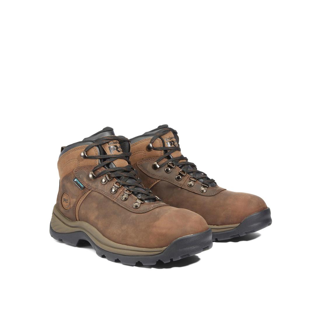 Flume Steel Toe Waterproof Hiking Work Boots for Men - Brown Leather Safety Shoes for Construction, Outdoor & Heavy Duty Work