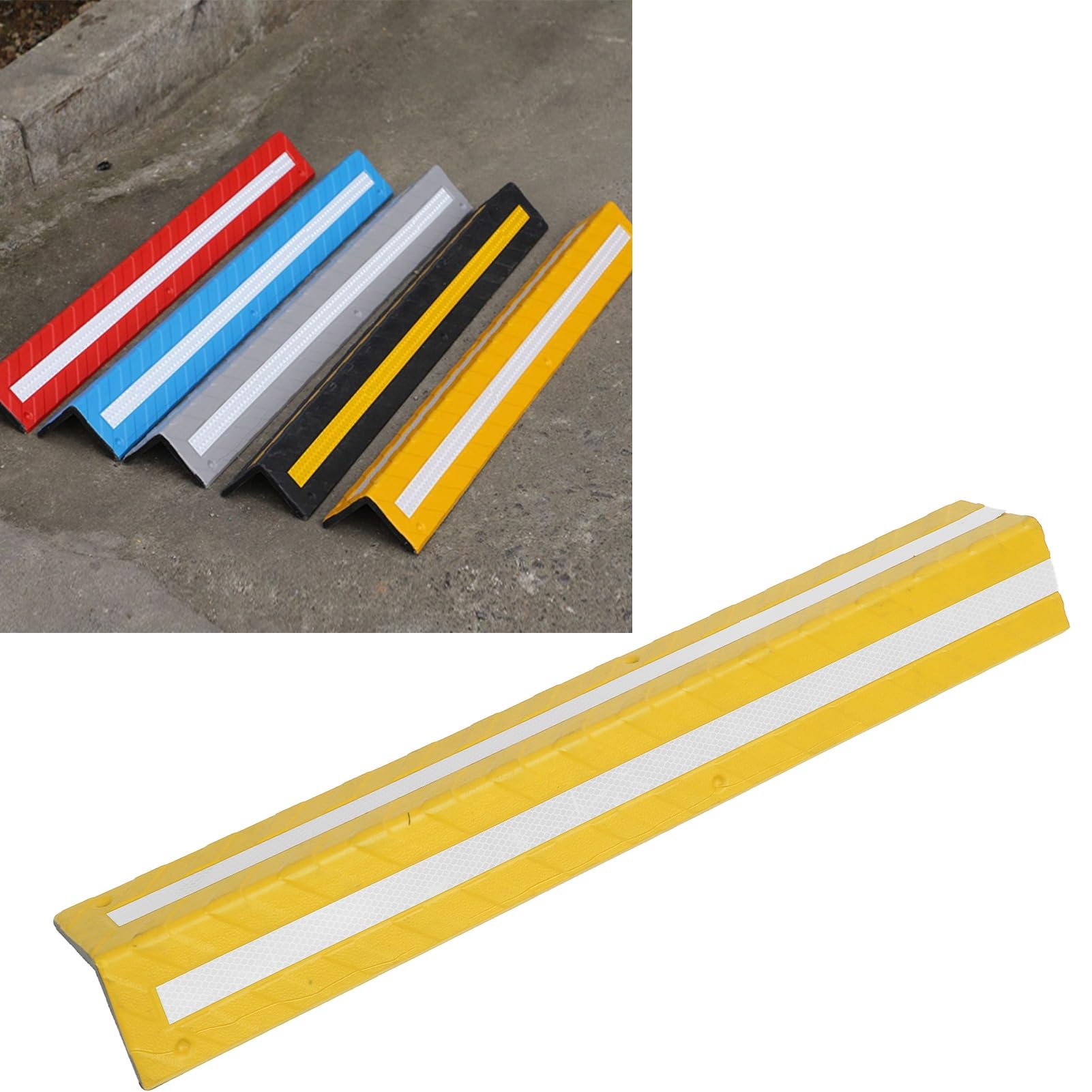 **80cm Rubber Garage Wall Protector with Reflective Strip - Heavy Duty Corner Guard for Parking Garages & Home Use (Yellow) | Prevent Scratches & Dents in Tight Spaces**
