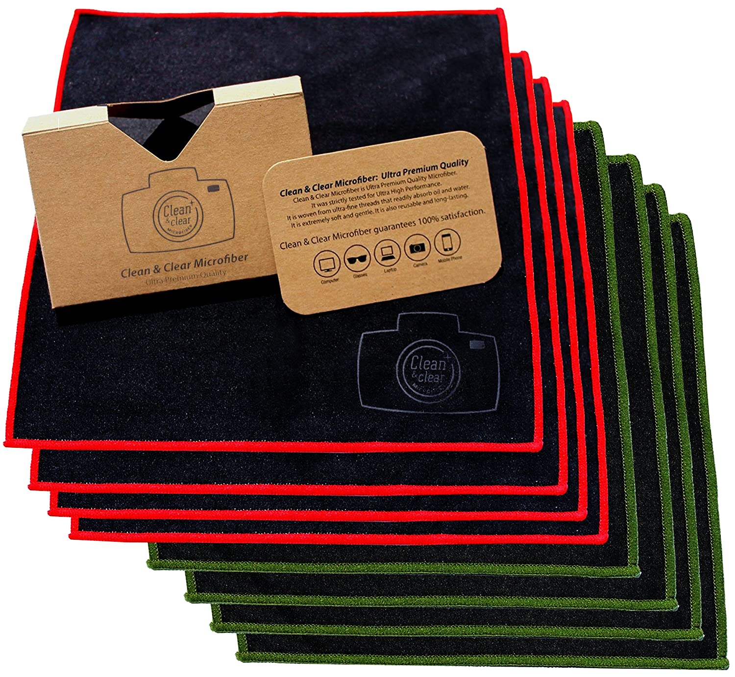 Premium Extra Large Microfiber Cleaning Cloths [8 Pack] - Ultra Soft Lens Cleaning Cloths for Camera, Glasses, Phone Screens, Electronics & Optical Devices - Perfect for Home, Office & Travel Use
