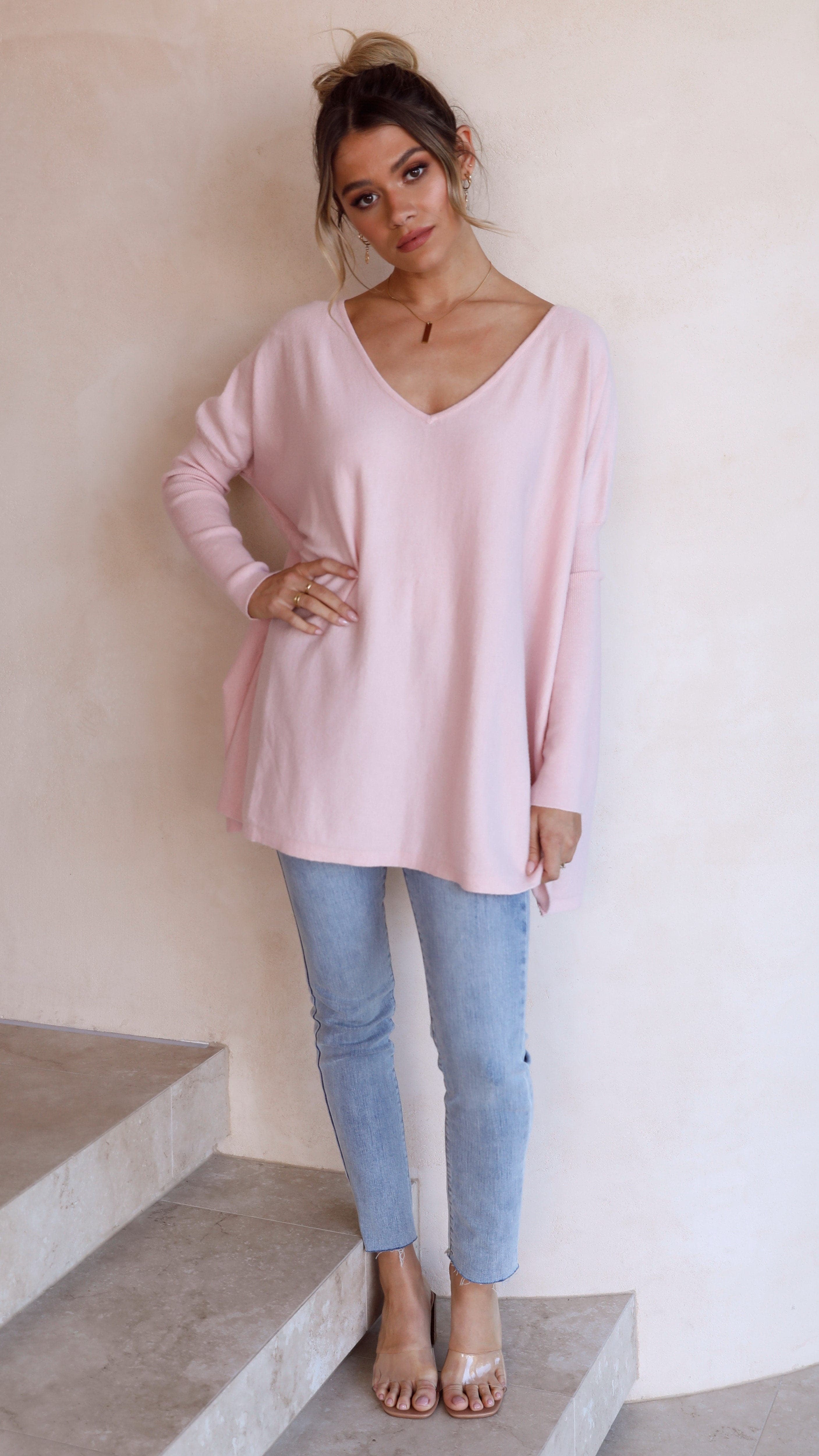 Amalia Knit Top for Women - Soft Blush Pink Casual T-Shirt | Perfect for Everyday Wear, Layering & Office Outfits