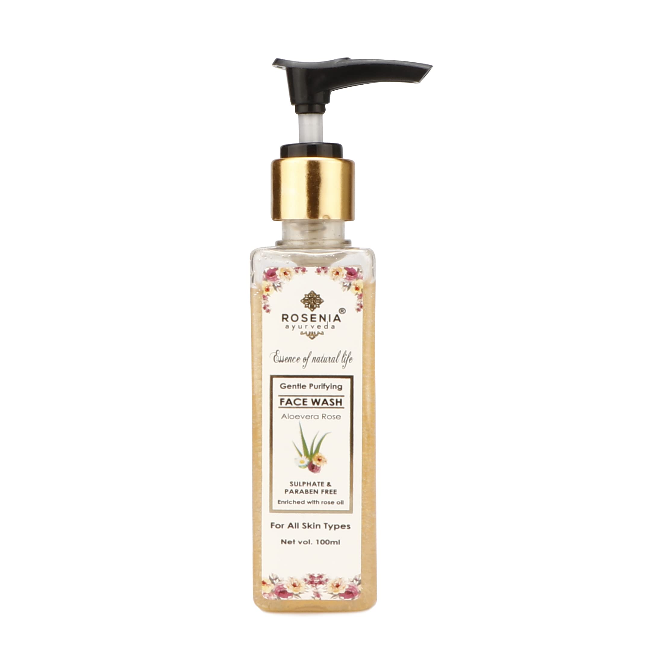 Rosenia Ayurveda Gentle Purifying Face Wash with Orange, Aloe Vera, Lemon & Rosewater - 100ml | Natural Cleanser for Daily Skincare & Acne-Prone Skin