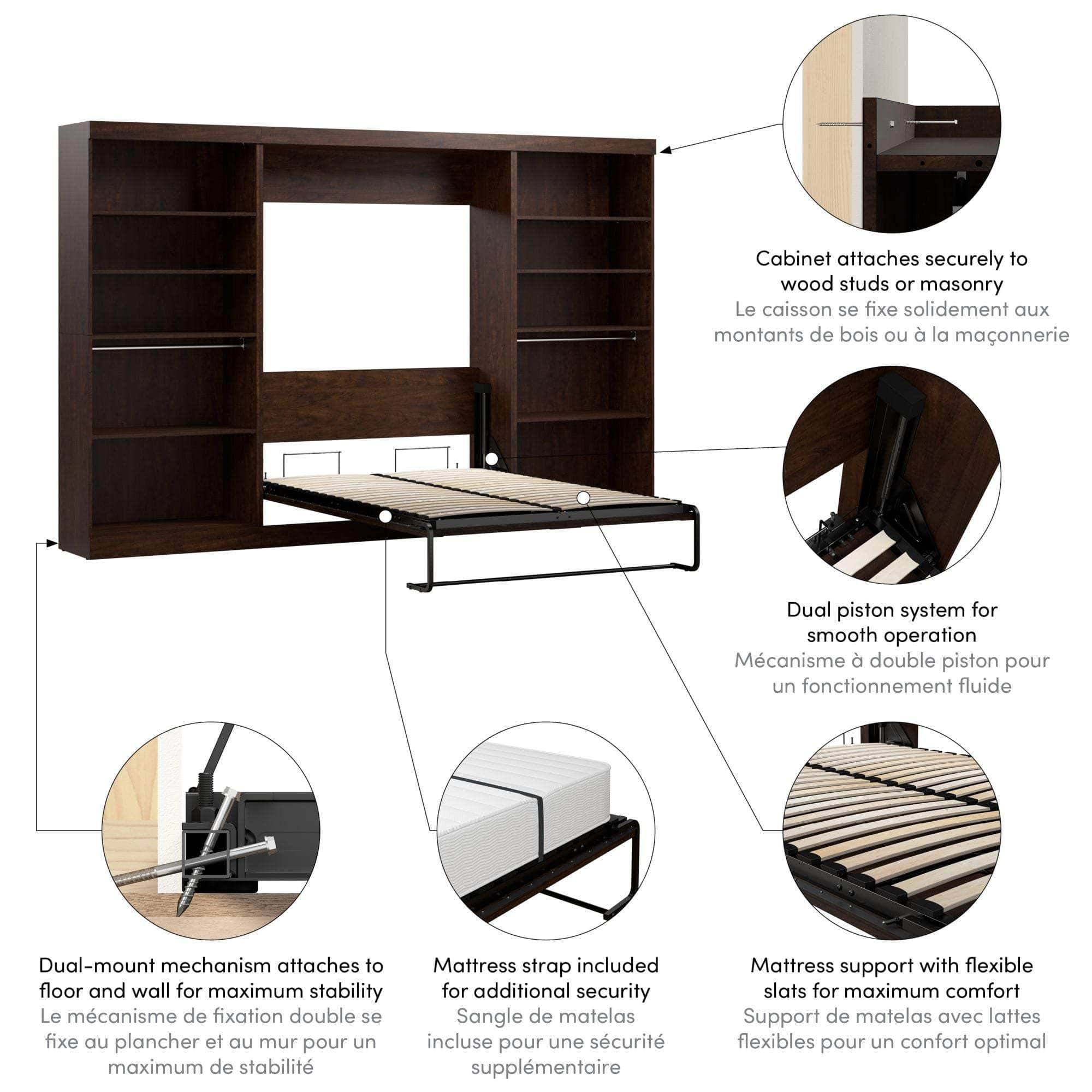 Pur Full Murphy Wall Bed with 2 Storage Units (131