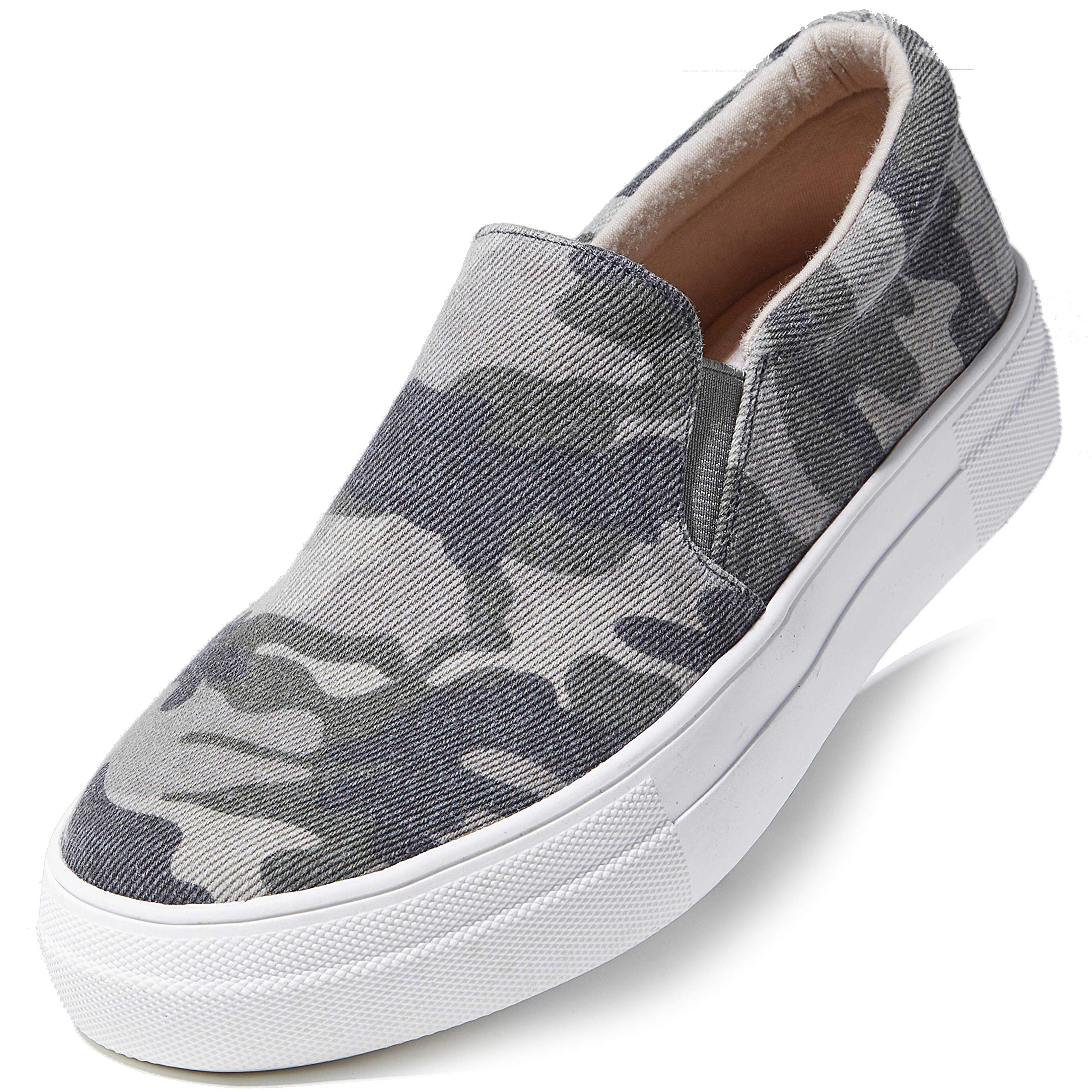 DailyShoes Platform Slip-on Sneakers for Women - Round Toe Low Cut Thick Sole Ballet Flats - Comfortable Walking & Skate Shoes for Casual Wear, Work & Travel