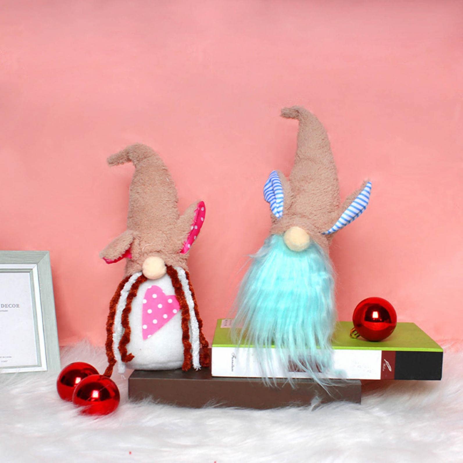 2-Pack Easter Gnome Plush Bunny Decorations - Handmade Scandinavian Tomte Figurine, Faceless Plush Rabbit Doll for Spring Home Decor - Perfect for Easter Basket Stuffers, Mantel Displays & Holiday Table Centerpieces