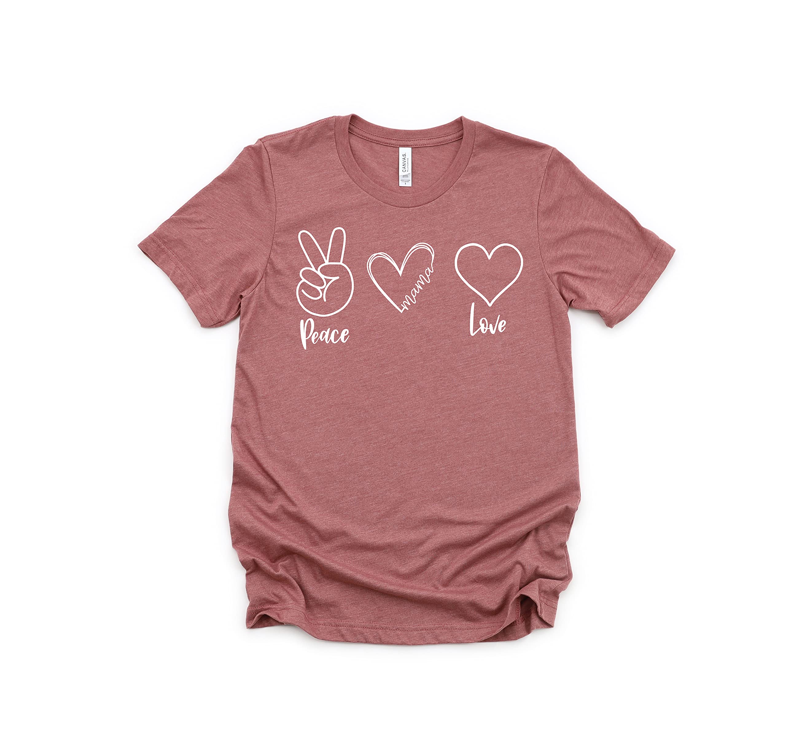 Peace Mama Love Shirt - Comfortable Mama Heart T-Shirt for Mothers Day, New Moms & Expecting Mothers - Perfect Gift for Mom - Ideal for Casual Wear, Family Photos & Special Occasions