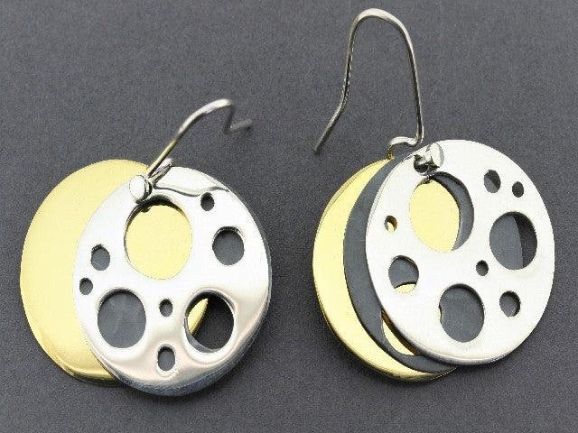 22K Gold & Oxidized Silver Planetary Earrings - Elegant Handmade Jewelry for Women, Perfect for Parties, Weddings & Everyday Wear