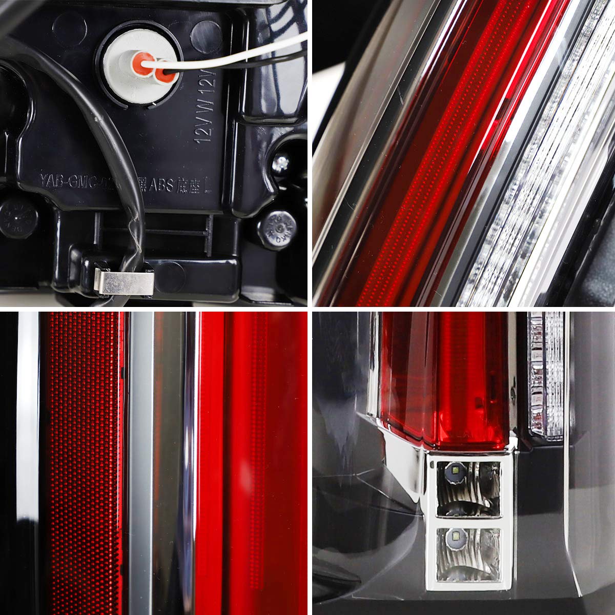 YUANZHENG Full LED 4-Pin Tail Lights Assembly for Chevy Tahoe & Suburban 2015-2020 (Excluding GMC) - Red Turn Signal, Direct Replacement Part YAB-CHE-0268A | Enhanced Night Visibility & Safety for SUV Driving