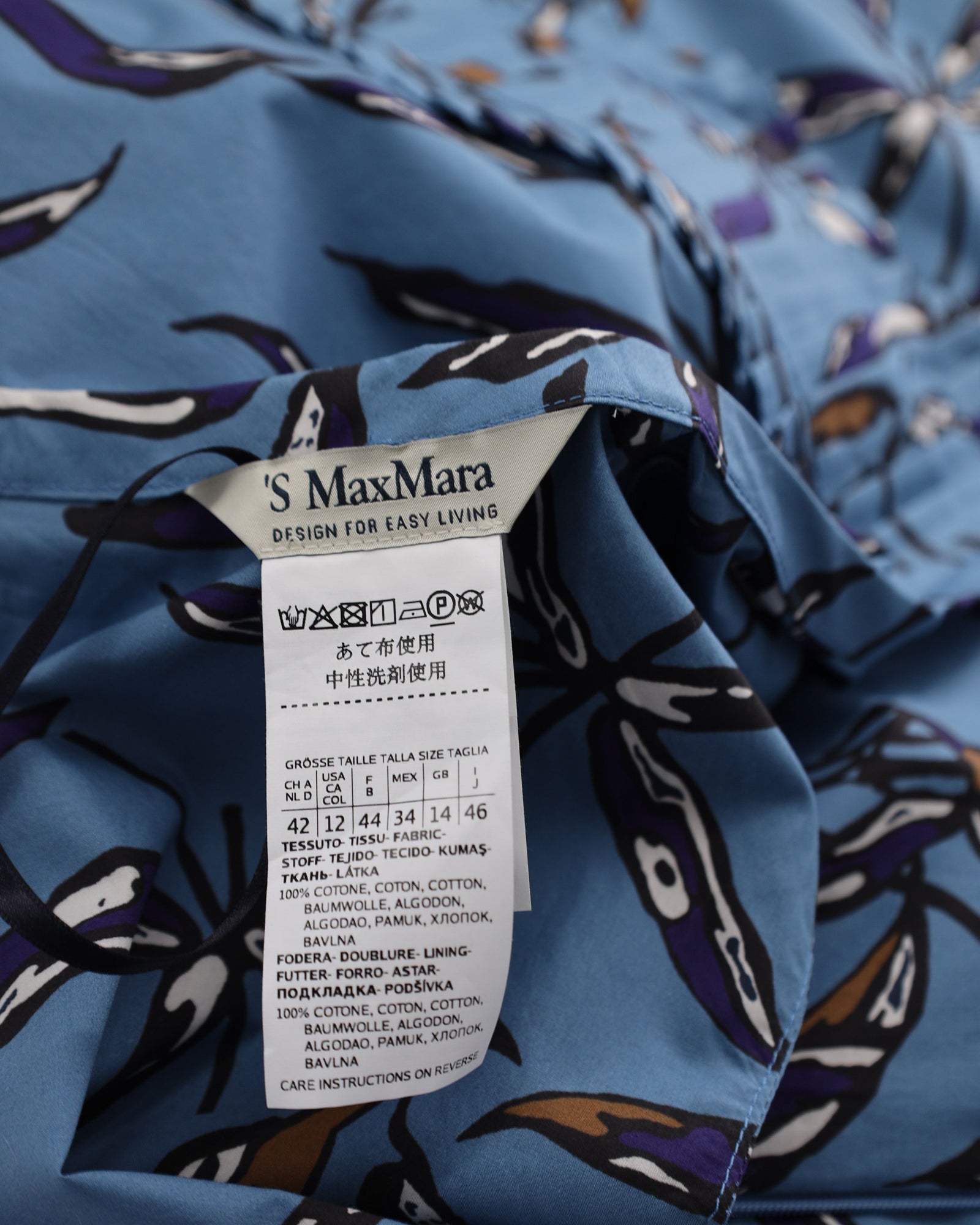 Max Mara Nola Sleeveless Blue Cotton Printed Shift Dress - Perfect for Summer Parties, Office Wear & Casual Outings