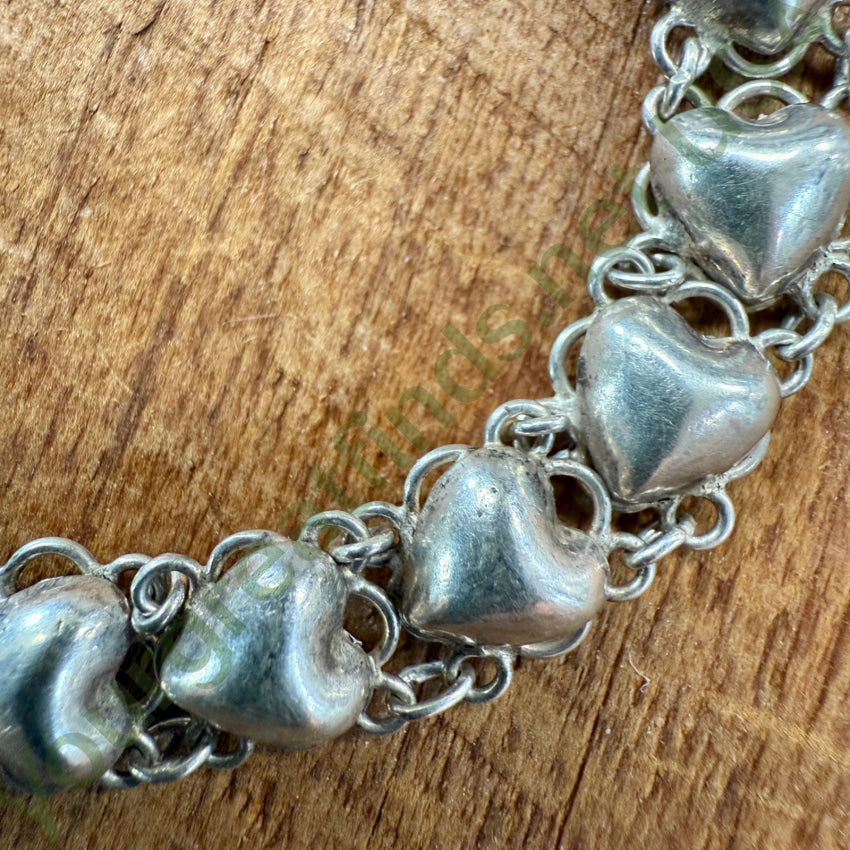 Sterling Silver Puffy Heart Bracelet for Women - Dainty Adjustable Heart Charm Bracelet - Perfect for Valentine's Day, Anniversary & Everyday Wear