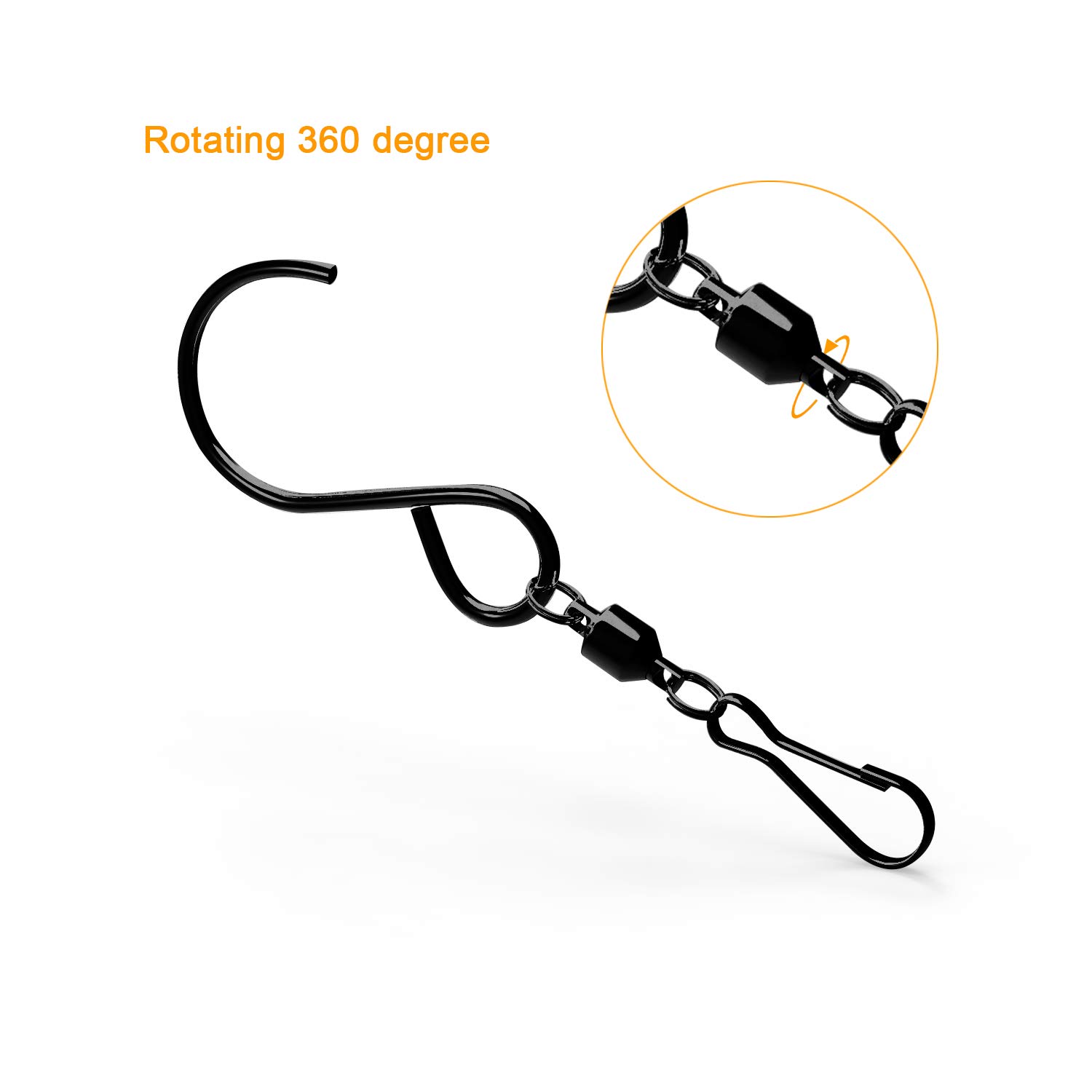 6 Pack Black Swivel Hooks for Wind Chimes, Hanging Plants, Wind Spinners & Crystal Twisters - Heavy Duty Hanging Clips for Birdcages, Pots & Party Decorations | Perfect for Outdoor Gardens, Patios & Home Decor