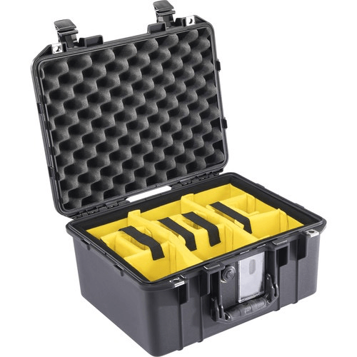 Pelican 1507WD Protective Air Case with Custom Dividers - Waterproof & Crushproof Hard Shell Travel Case for Camera, Drone & Electronics - Perfect for Outdoor Adventures & Air Travel (Black)