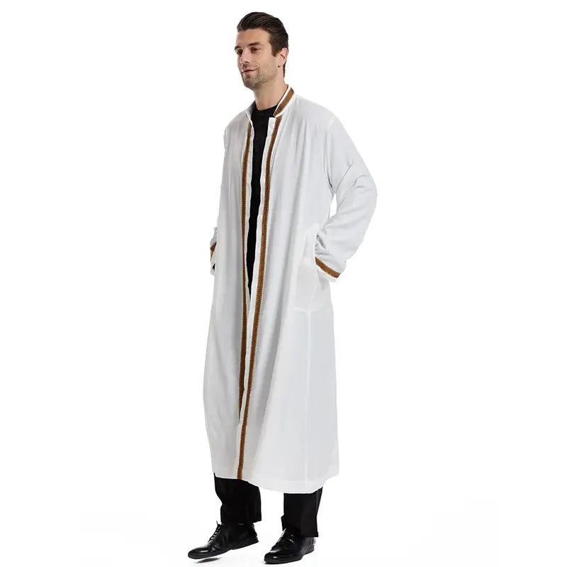Premium Arab Men's Bisht Thobe - Elegant Open Cardigan Thawb for Special Occasions | Perfect for Weddings, Eids & Formal Events