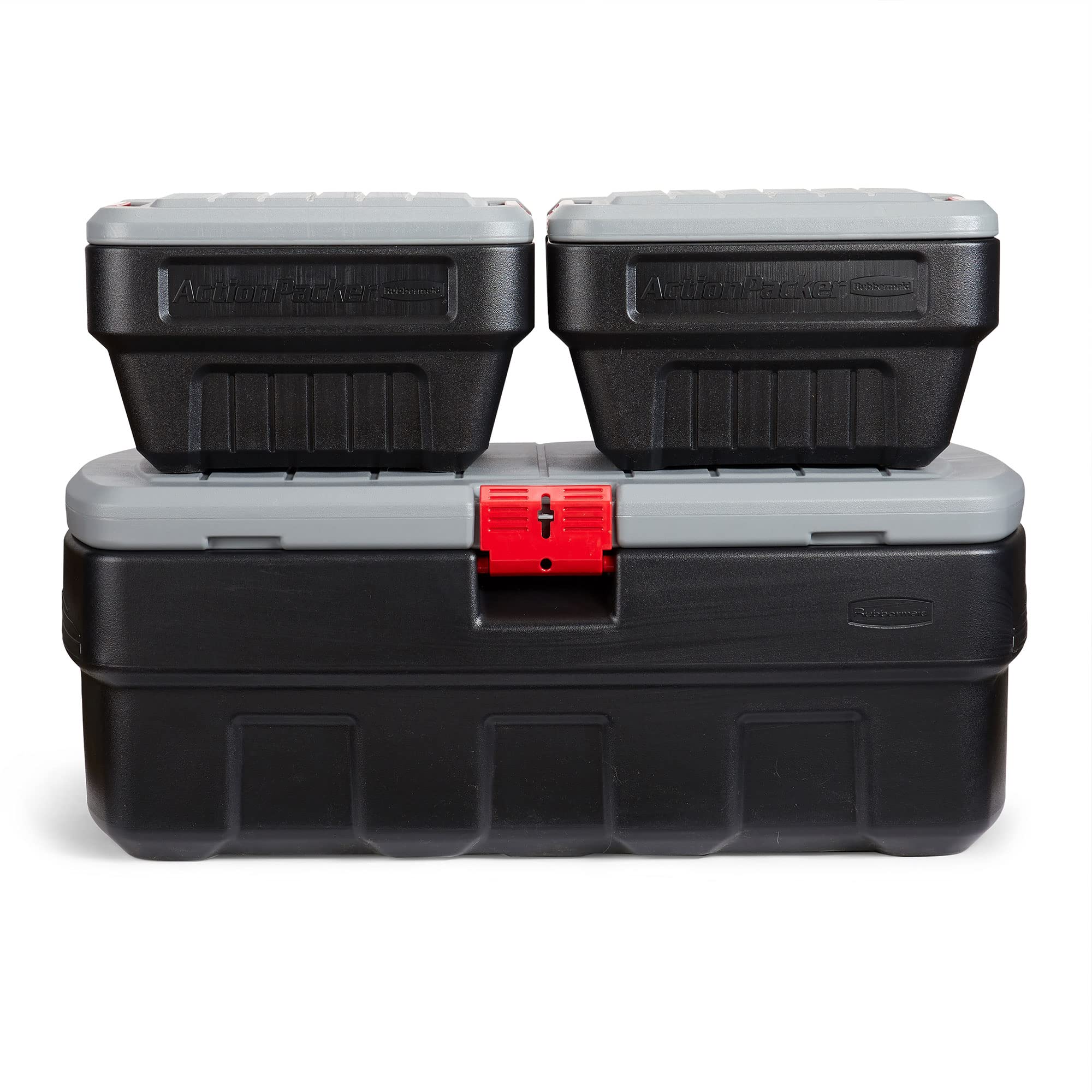 Rubbermaid ActionPacker 48 Gallon Lockable Storage Bin with 8 Gallon Nested Containers - Heavy Duty Industrial Storage Solution for Garage, Workshop & Outdoor Gear Organization