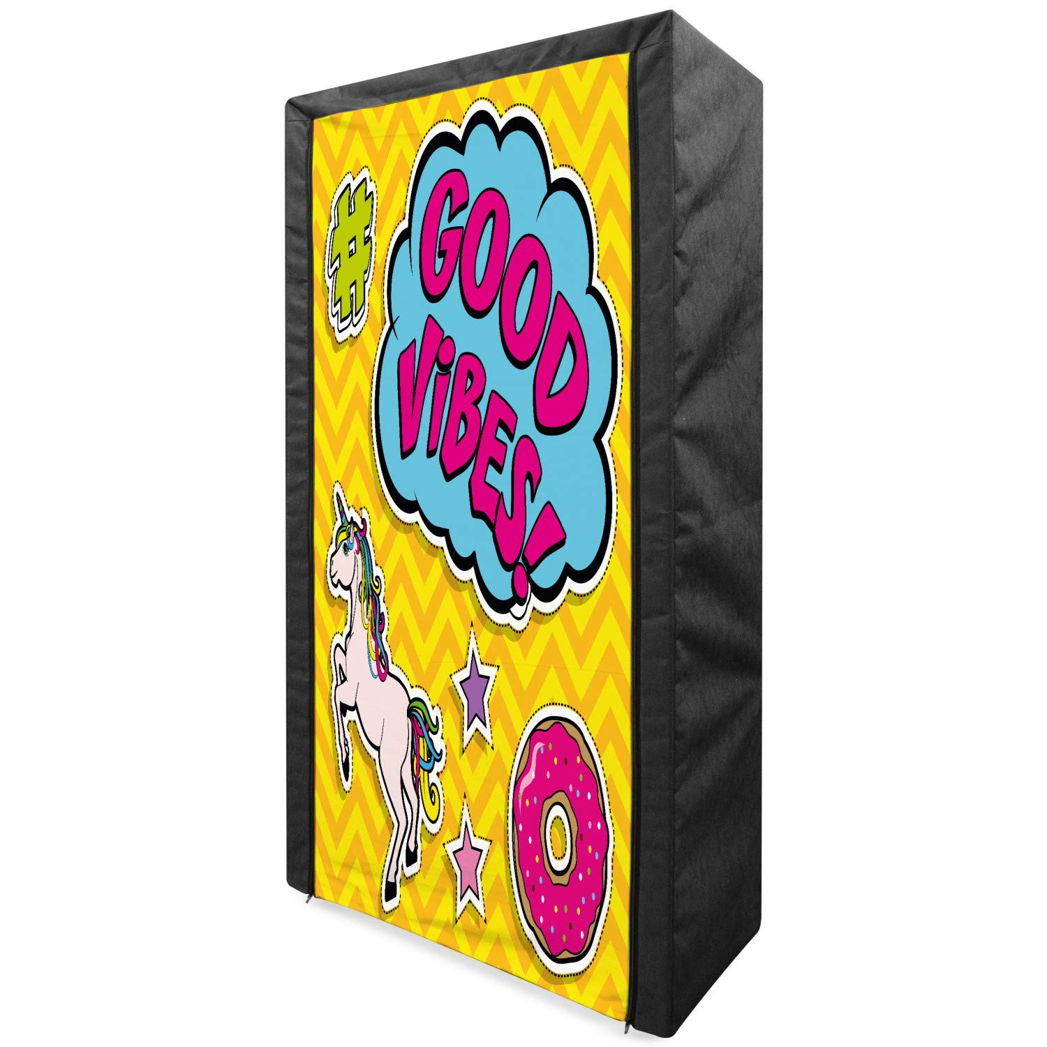 Ambesonne Portable Fabric Wardrobe - Magic Unicorn & Donut Design, 33.5