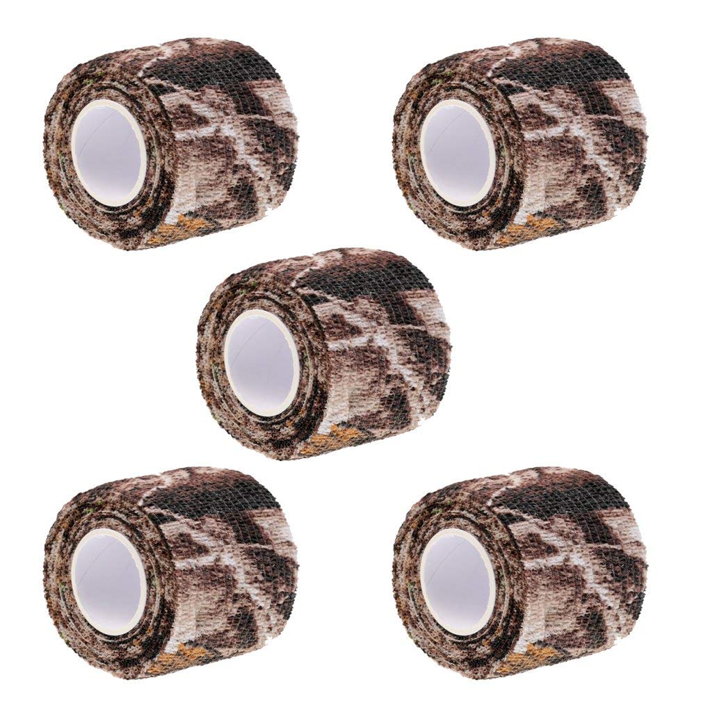 5-Pack Camouflage Tape for Hunting & Paintball - 5cm x 2.2m Stealth Wrap - Outdoor Gear for Tree Stands, Guns, Bows & Equipment - Waterproof Camo Tape for Tactical Use & Wildlife Photography