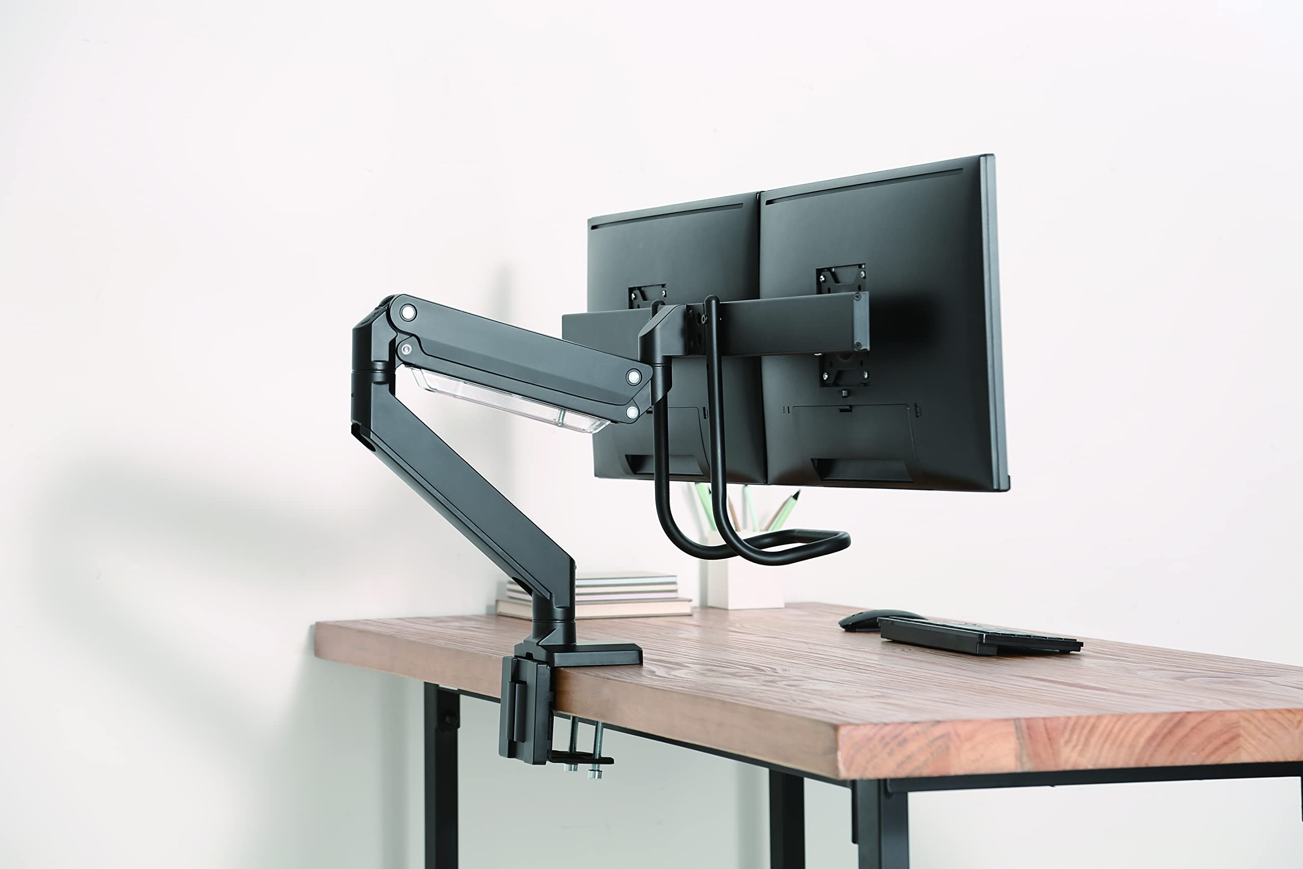 10-32 Inch Flat Screen TV Desk Mount with Clamp & Grommet Base - Space Saving Monitor Stand for Home Office, Gaming & Workspace Setup