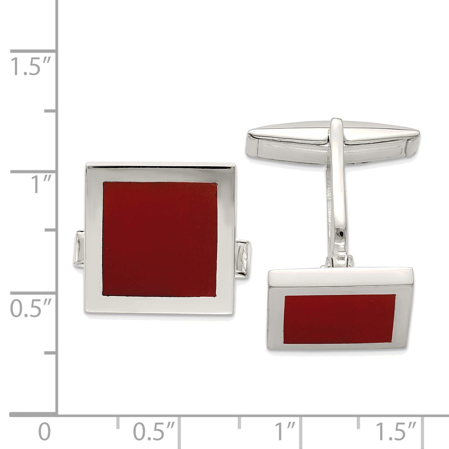 Bonyak Sterling Silver Red Agate Cufflinks for Men - Elegant Dress Shirt Accessories for Weddings, Business & Formal Events