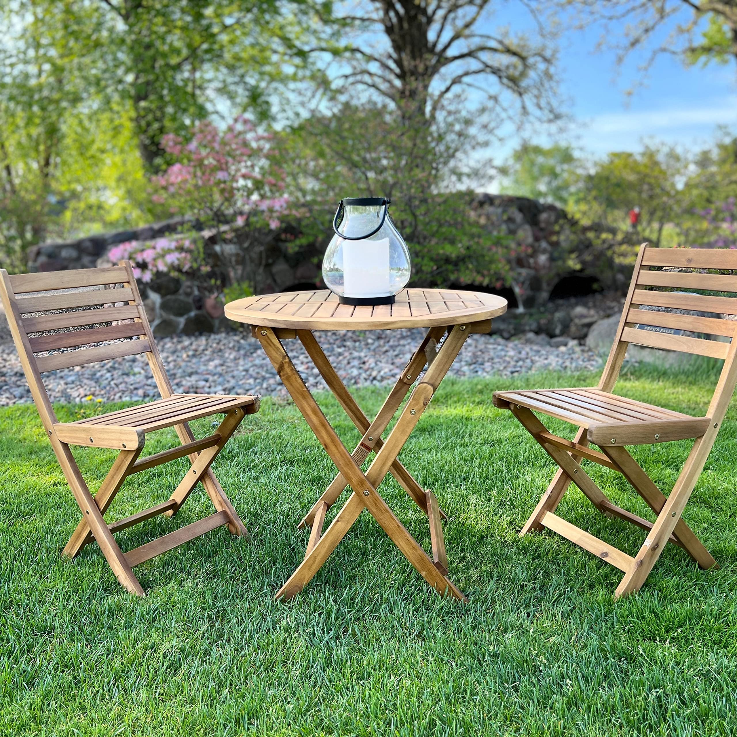 Foldable Round Outdoor Patio Table - 27.5