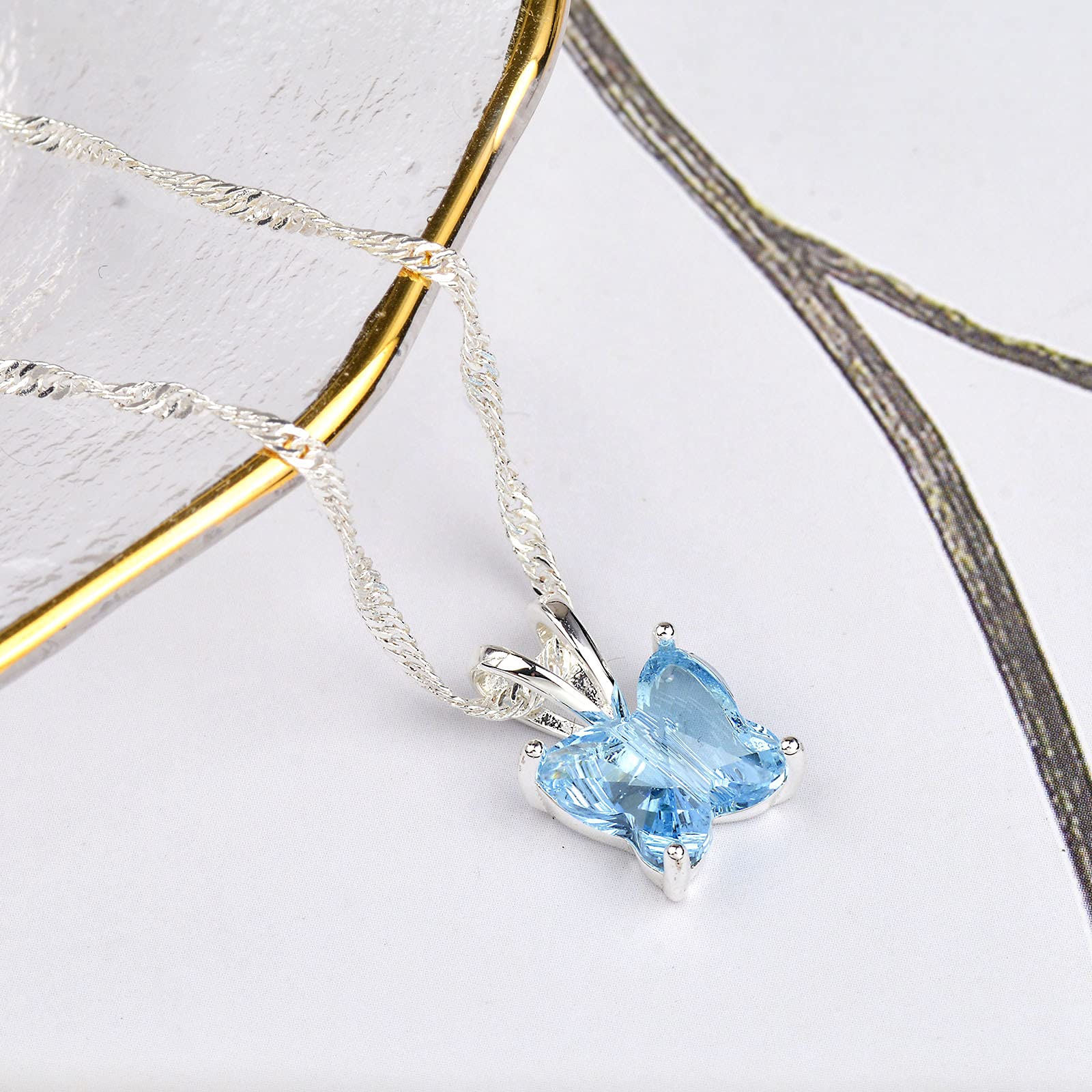 12 Month Birthstone Butterfly Necklace - Horoscope Crystal Choker with Premium Pendant Charm for Women & Girls (16+2 Inches) | Perfect Gift for Birthdays, Anniversaries & Special Occasions
