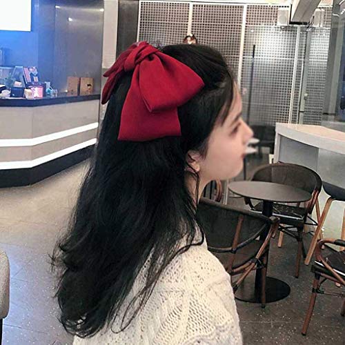 EEKLSJ Oversized Floral Hair Clip for Women - Cute Korean Style Chiffon Hairpin in Red & Pink - Big Barrette Hair Grip for Party, Wedding, or Daily Use