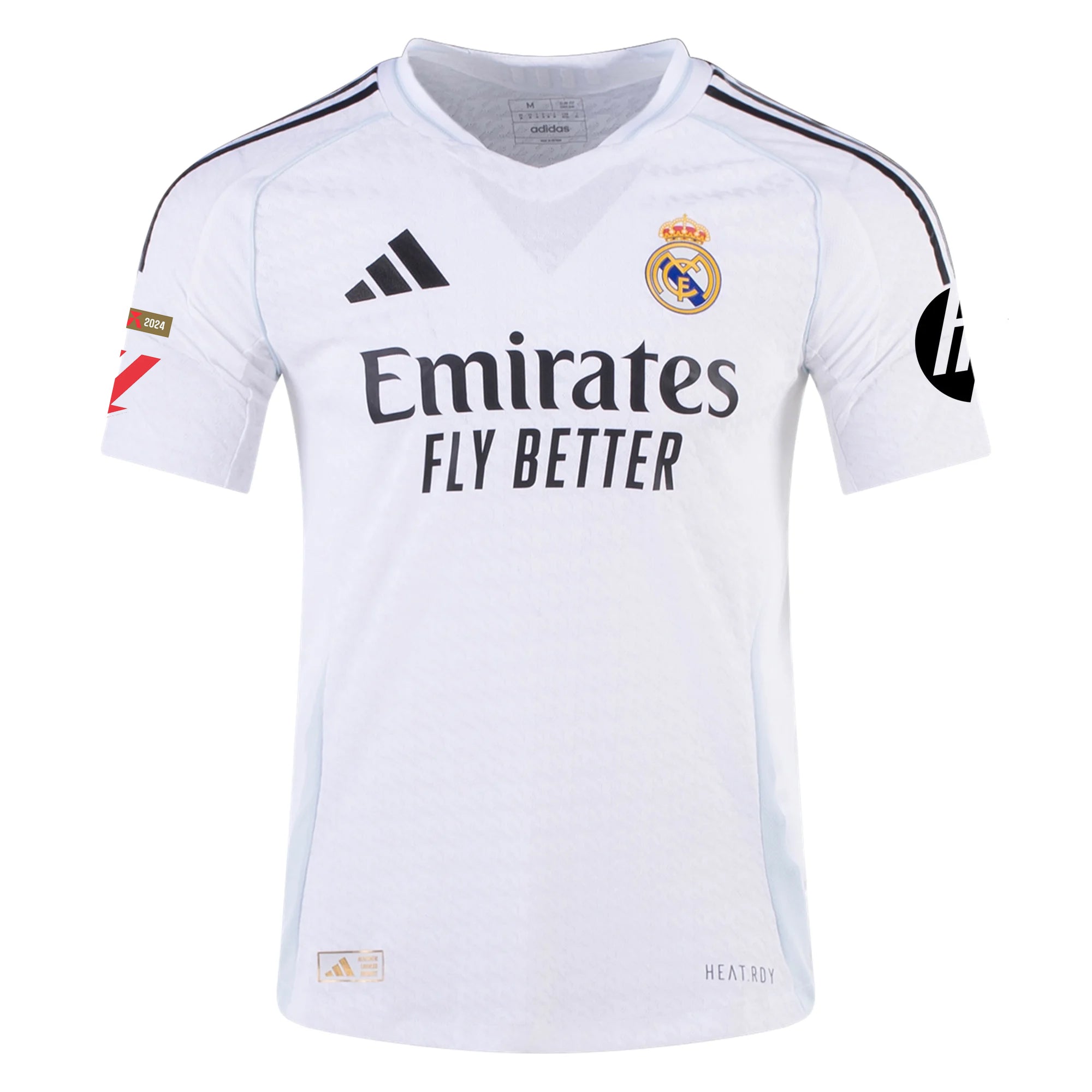 Adidas Carvajal Real Madrid Authentic Home Jersey 2024/25 with La Liga Patches - White/Black - Official Soccer Uniform for Fans & Players - Perfect for Matchdays, Training & Collecting