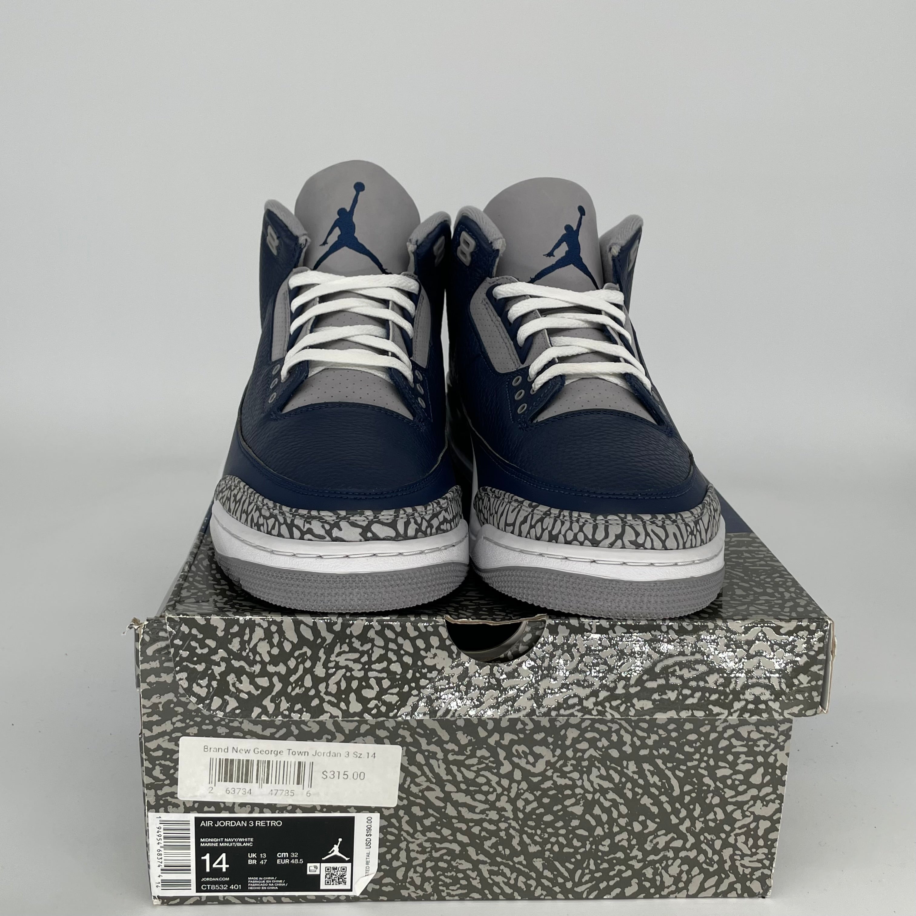AIR JORDAN 3 GEORGETOWN Retro Sneakers - Men's Size 14 (CT8532-401) - Authentic Basketball Shoes for Sports & Streetwear Fashion
