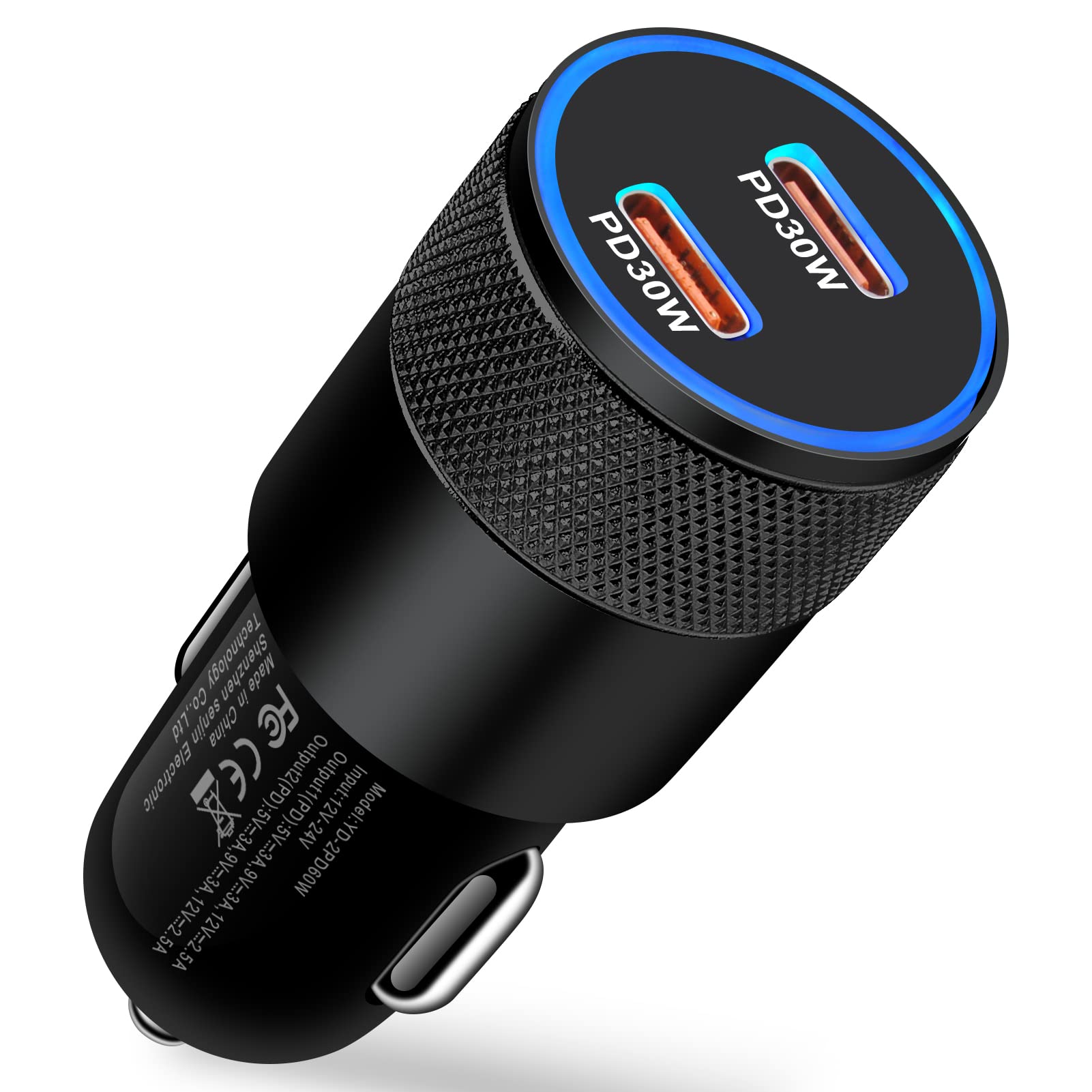60W USB C Car Charger Fast Charging - Dual Port Car Adapter for iPhone 15/14/13/12/11, iPad, Samsung Galaxy S24/S23/S22/S21, Google Pixel 8/7/6 Pro - Perfect for Road Trips & Daily Commute