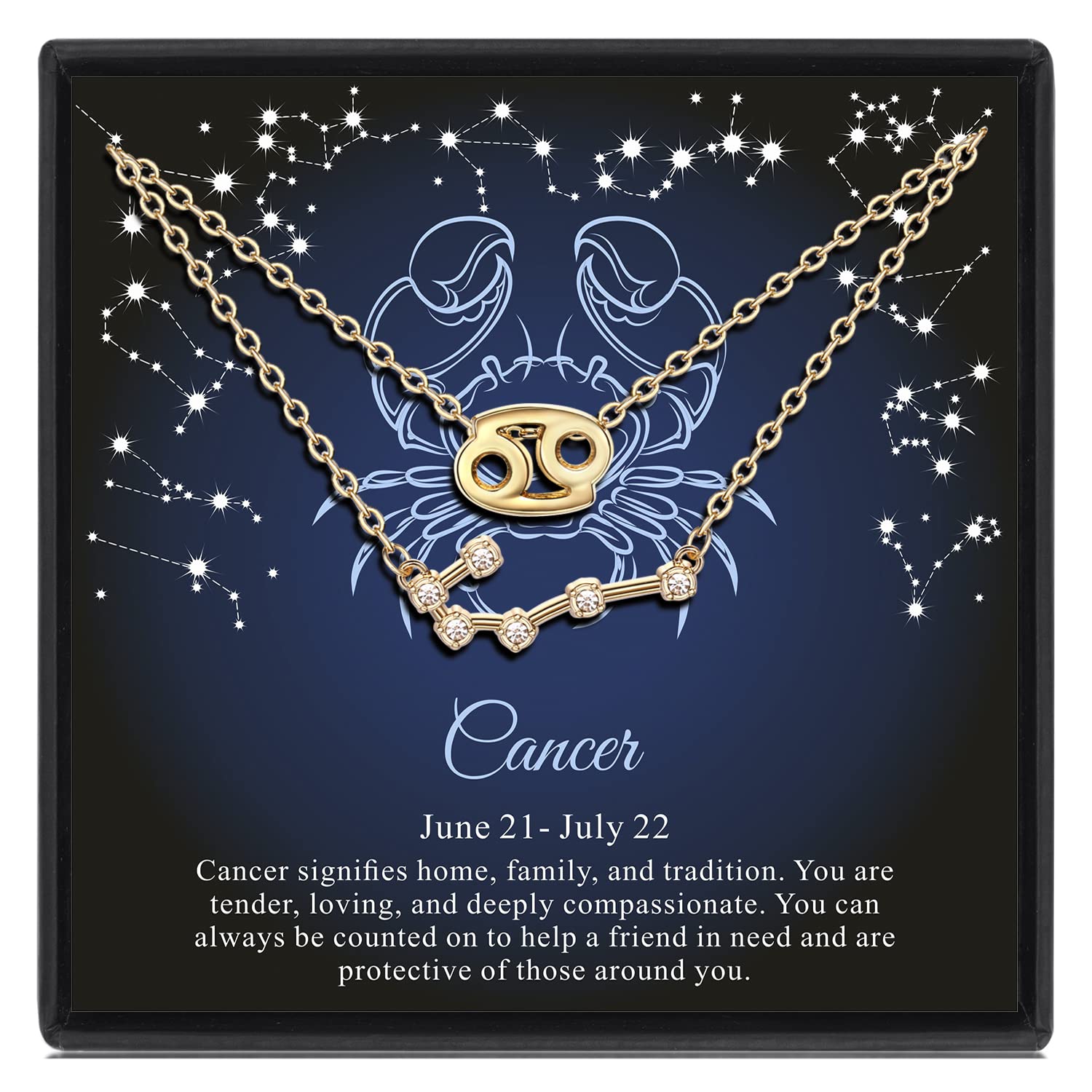 **Gold Zodiac Necklace - Personalized Constellation Pendant with Cubic Zirconia, Astrology Jewelry for Women - Perfect Birthday & Horoscope Gift for Her (Ideal for Daily Wear, Special Occasions & Spiritual Connection)**