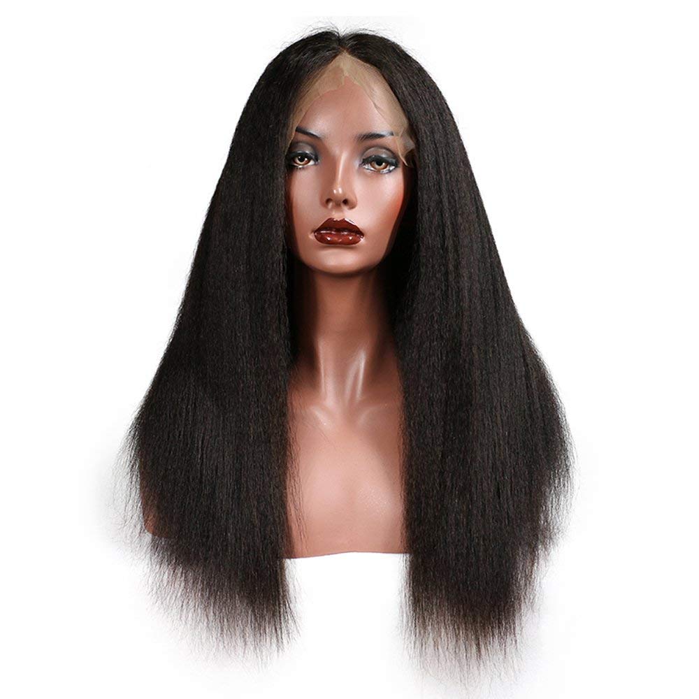 13x4 Lace Front Wigs Human Hair - Pre Plucked Bleached Knots with Baby Hair | 10A Brazilian Virgin Human Hair Wigs for Black Women | Small Cap Fake Scalp Natural Black Kinky Straight No Shedding 130% Density 20