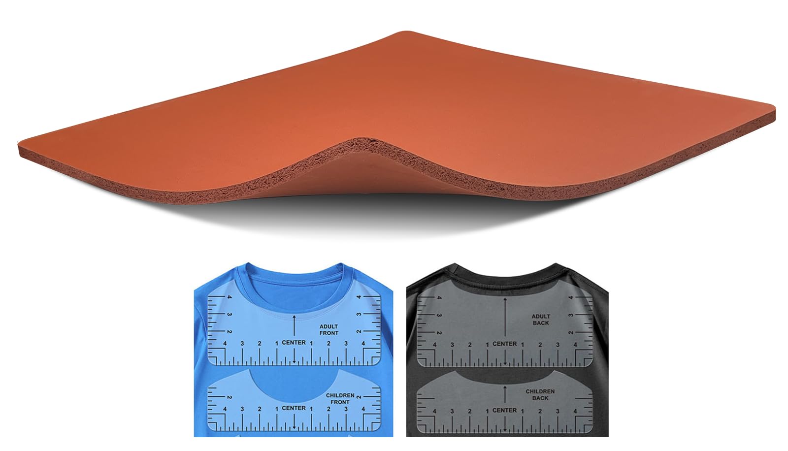 15 x 15 Inch Silicone Heat Press Mat Pad with T-Shirt Ruler Set - 0.3 Inch Thick Heat Press Machine Mat for Auto/Manual/Semi-Auto Transfer Press - Durable Replacement Pad for T-Shirt Printing, Sublimation & DIY Crafts