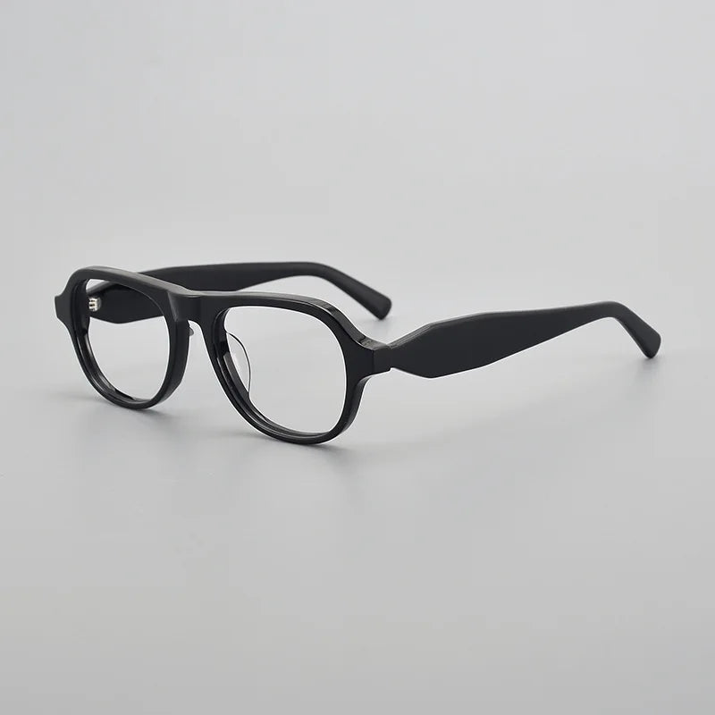 Stylish Black Unisex Acetate Eyeglasses - Oval Full Rim Frame with Brow Line Design 95001 | Perfect for Work, Reading & Fashion Accessories