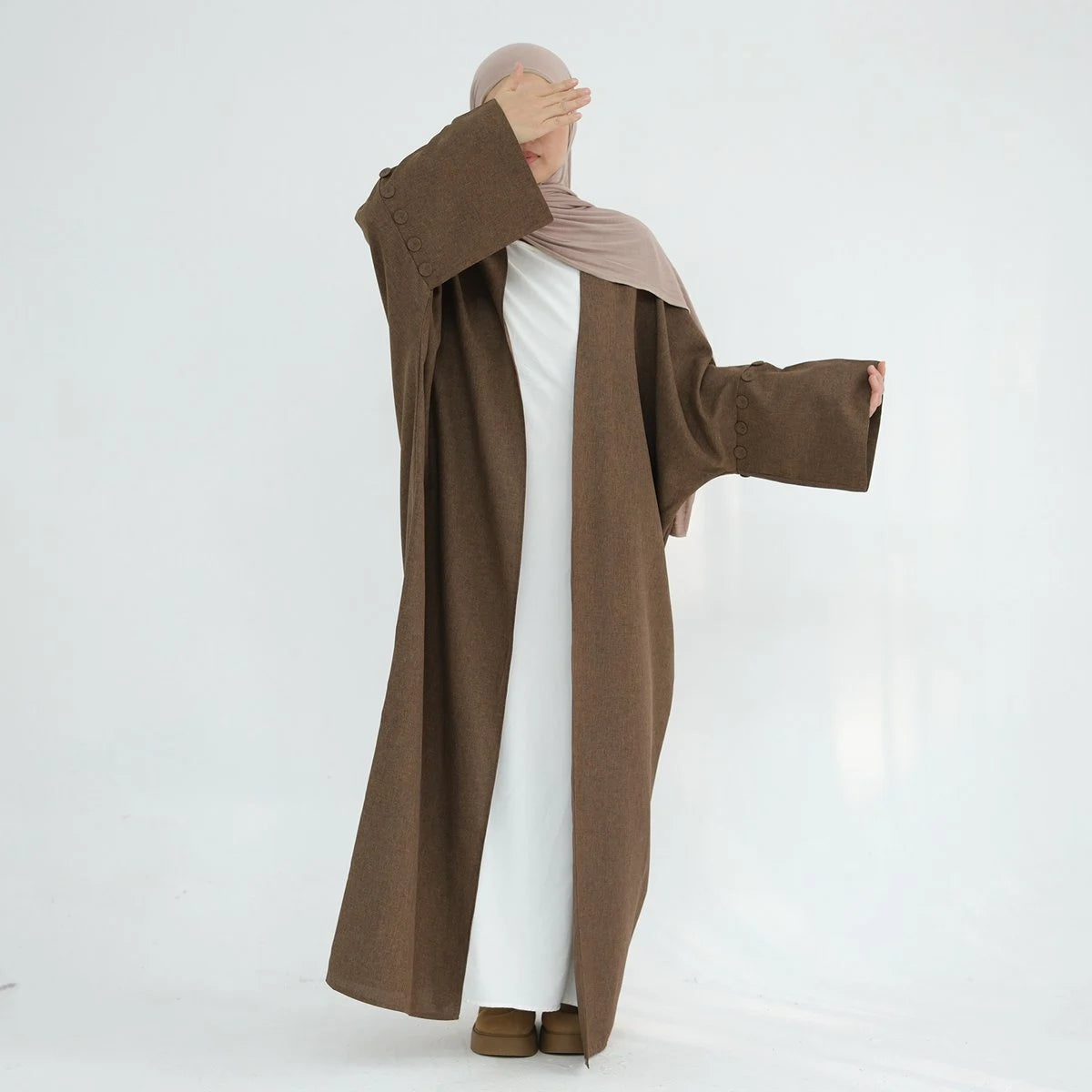 Elegant Open Front Cardigan Abaya Dress #24878 - Perfect for Modest Fashion, Prayer Wear & Everyday Comfort