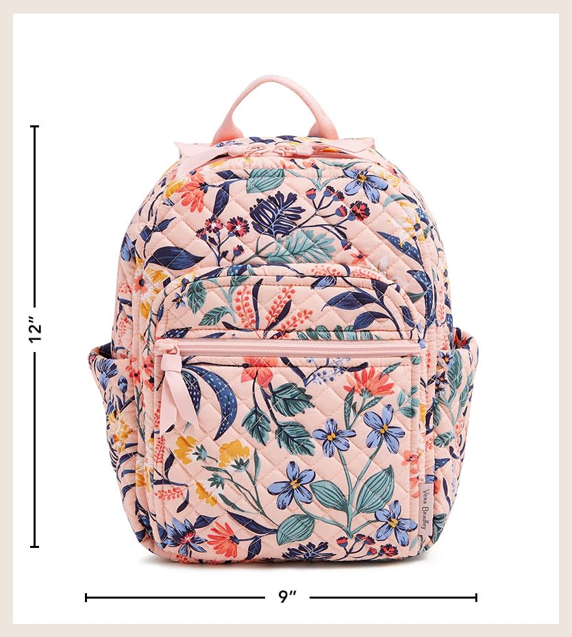 Vera Bradley Performance Twill Small Backpack - Lightweight Durable Women's Travel Bag, Botanical Beauty Floral Print, Perfect for School, Work & Weekend Getaways