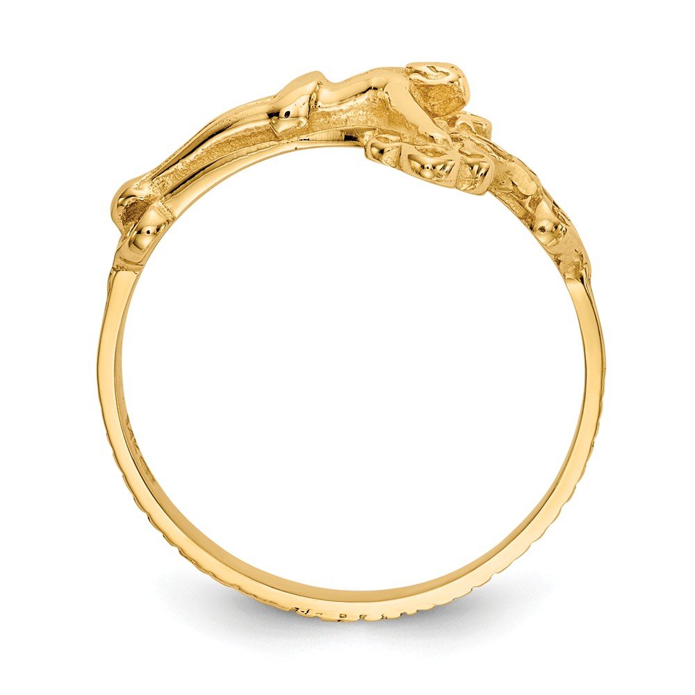 14K Yellow Gold Diamond-Cut Crucifix Cross Ring - Brushed Matte Finish Band for Men & Women - Religious Jewelry Gift for Baptism, Confirmation, Wedding & Everyday Wear