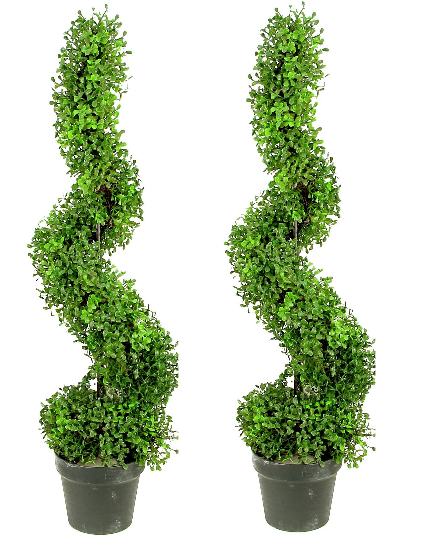 Admired By Nature 2 Pack 36 Inch Artificial Boxwood Spiral Topiary Trees - Indoor/Outdoor Faux Plants for Home Decor, Office Desk, Front Porch - Perfect for Patio, Garden, Wedding & Event Decor (3ft, GTR4633-NATURAL-2)