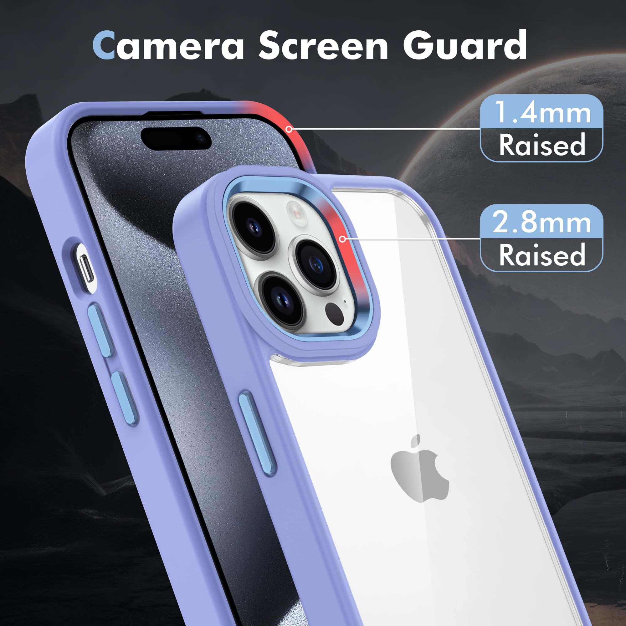 Premium Shockproof Bumper Case for iPhone 15 Pro (6.1-Inch) - Anti-Yellowing Clear Back Cover with Military-Grade Protection - Compatible with iPhone 15 Pro (Purple) - Perfect for Outdoor Activities, Work & Daily Use