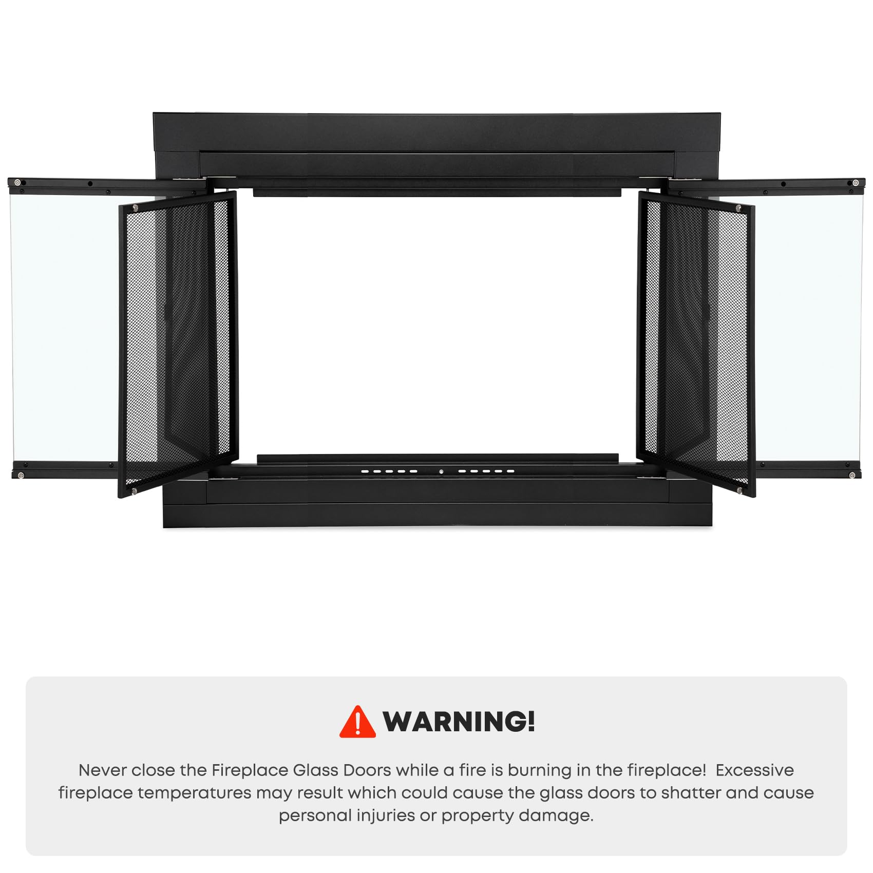 Stanbroil Black Fireplace Glass Cabinet-Style Door - Large Decorative Fireplace Screen for Wood Burning Stoves & Fireplace Accessories - Perfect for Living Room, Patio, and Outdoor Fireplace Safety