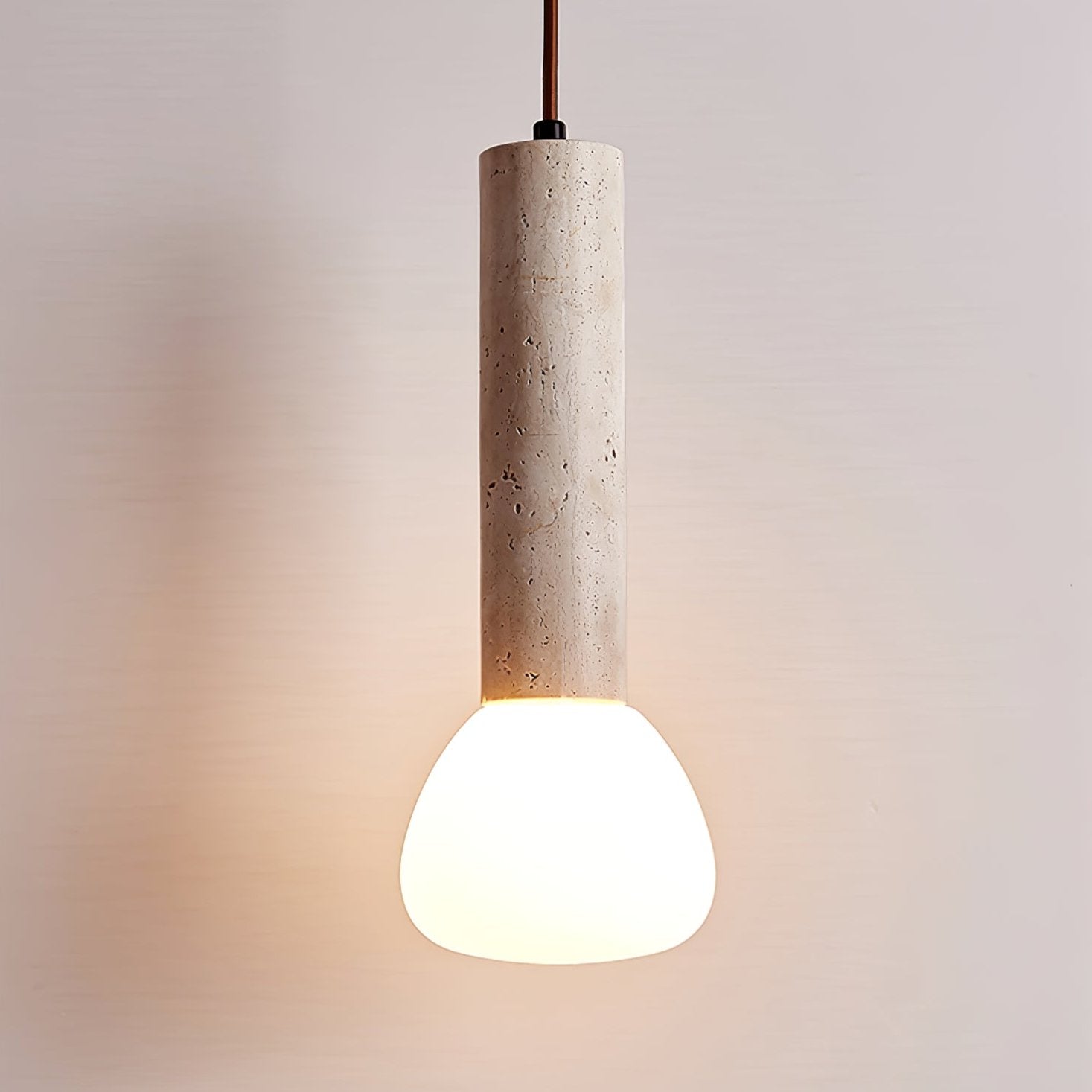 Matchstick Travertine Pendant Lamp - Handwoven Natural Rattan Chandelier for Dining Room, Kitchen Island & Boho Home Decor