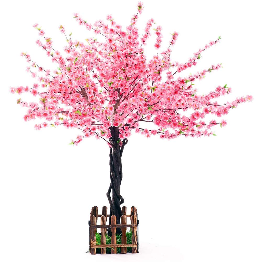 5FT Artificial Peach Blossom Tree - 1.5M Light Pink Silk Cherry Blossom for Indoor Outdoor Wedding & Home Decor - Realistic Fake Flower for Living Room, Office, Garden, Party, and Event Decoration