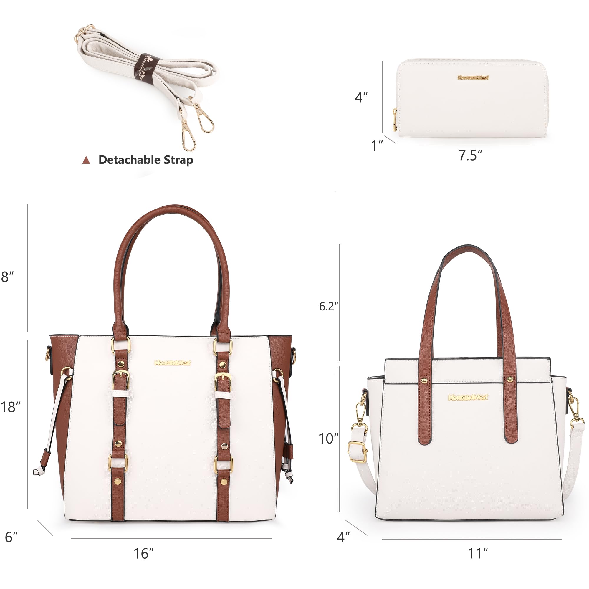 Montana West 3-Piece Women's Purse Set - Tote Bag, Wallet & Shoulder Satchel Handbag | Fashionable Matching Accessories for Work, Travel & Everyday Use